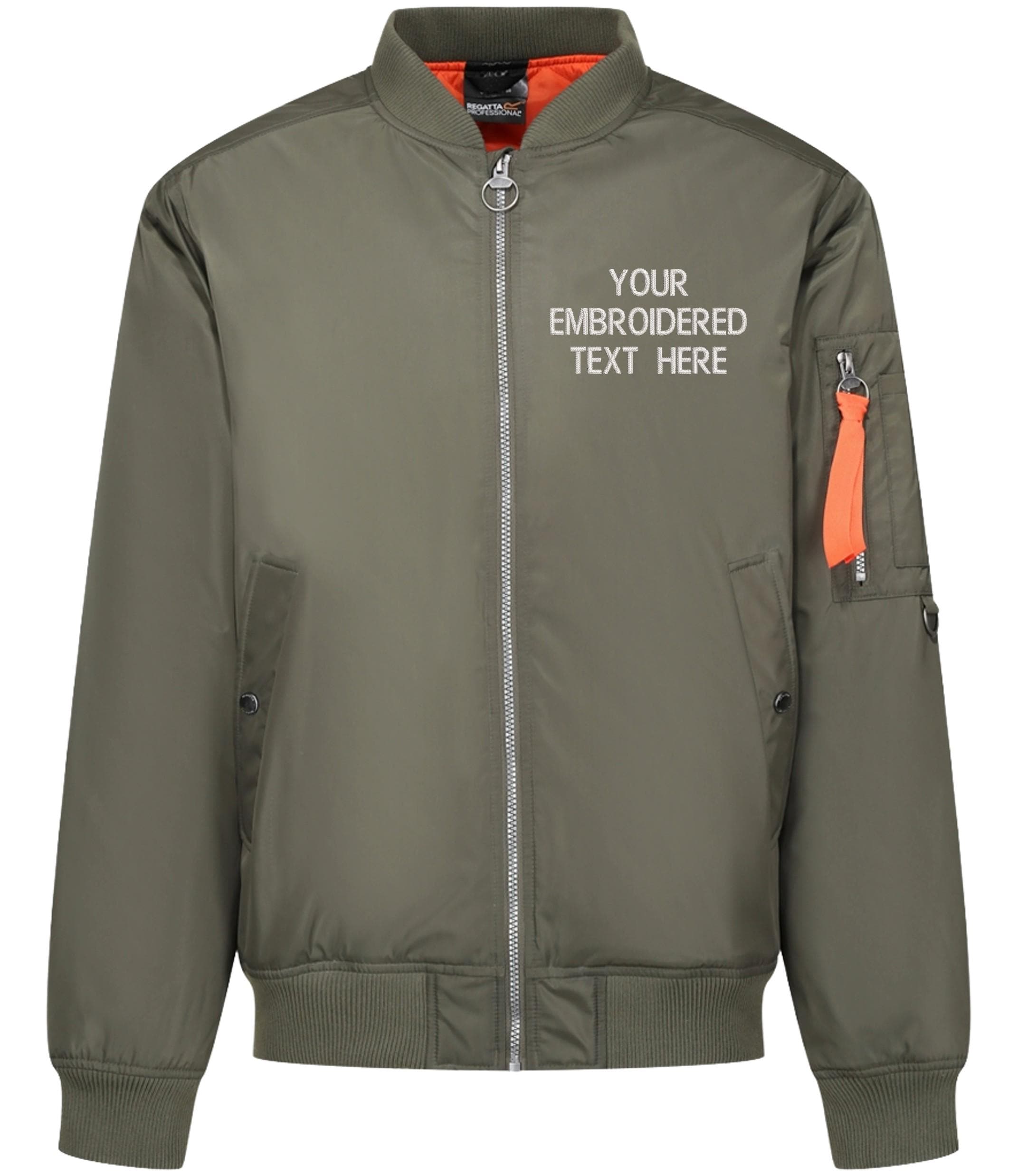 Embroidered Personalised Text Pilot Jacket Military Army Custom Name Bomber Coat