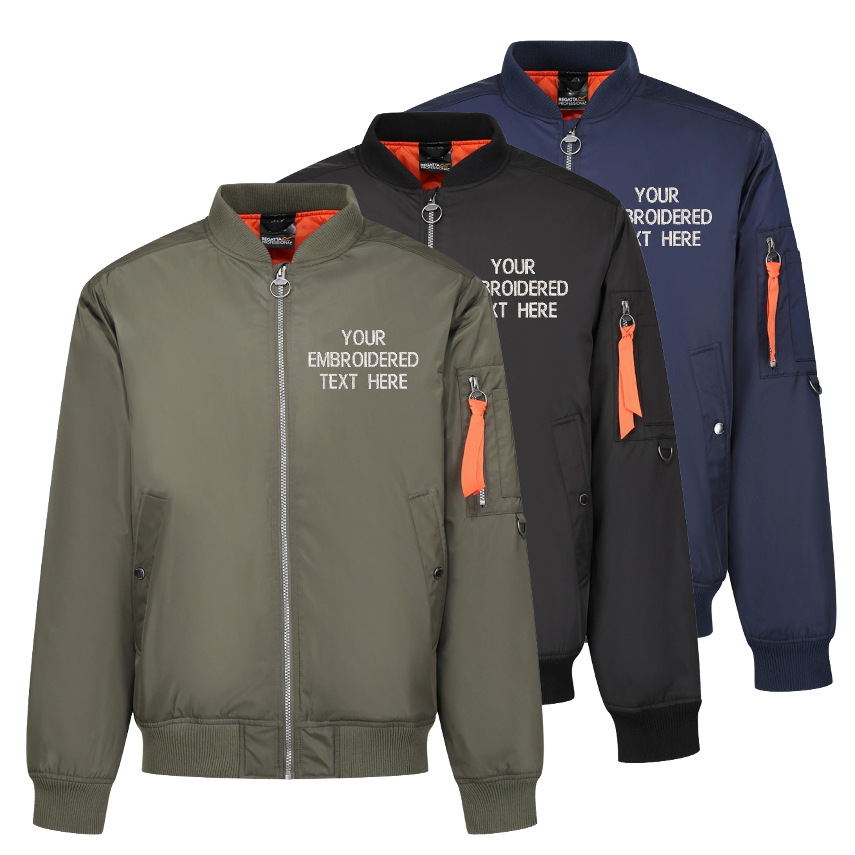 Embroidered Personalised Text Pilot Jacket Military Army Custom Name Bomber Coat