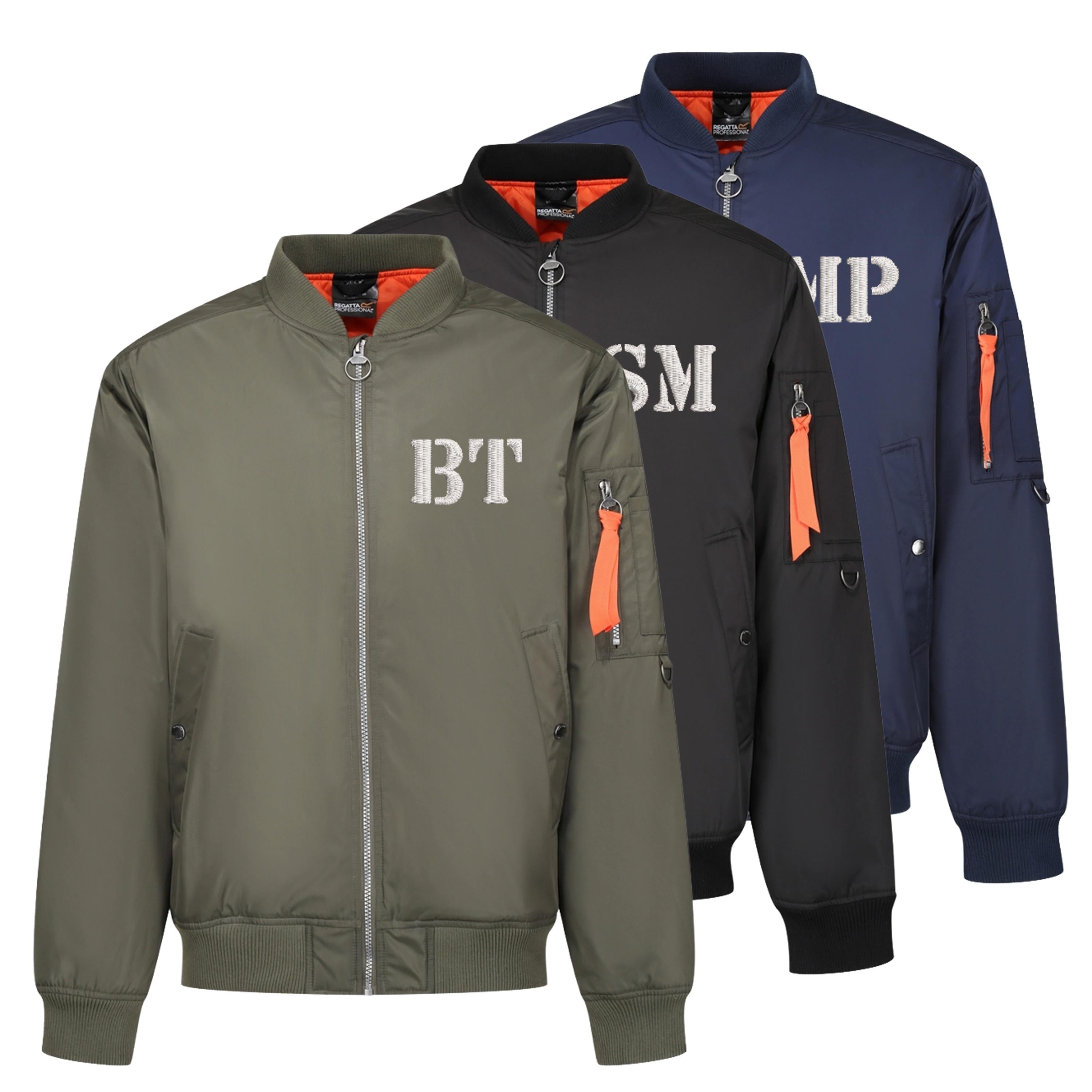 Embroidered Personalised Initials Pilot Jacket Military Army Custom Name Bomber Coat