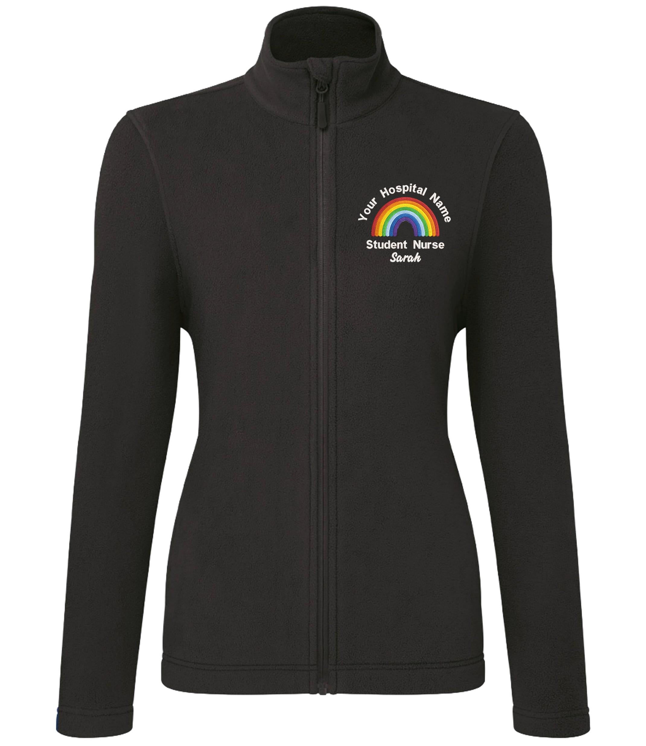 Embroidered Personalised Rainbow Microfleece Custom Uniform Hospital Staff Name Department Student Nurse Fleece