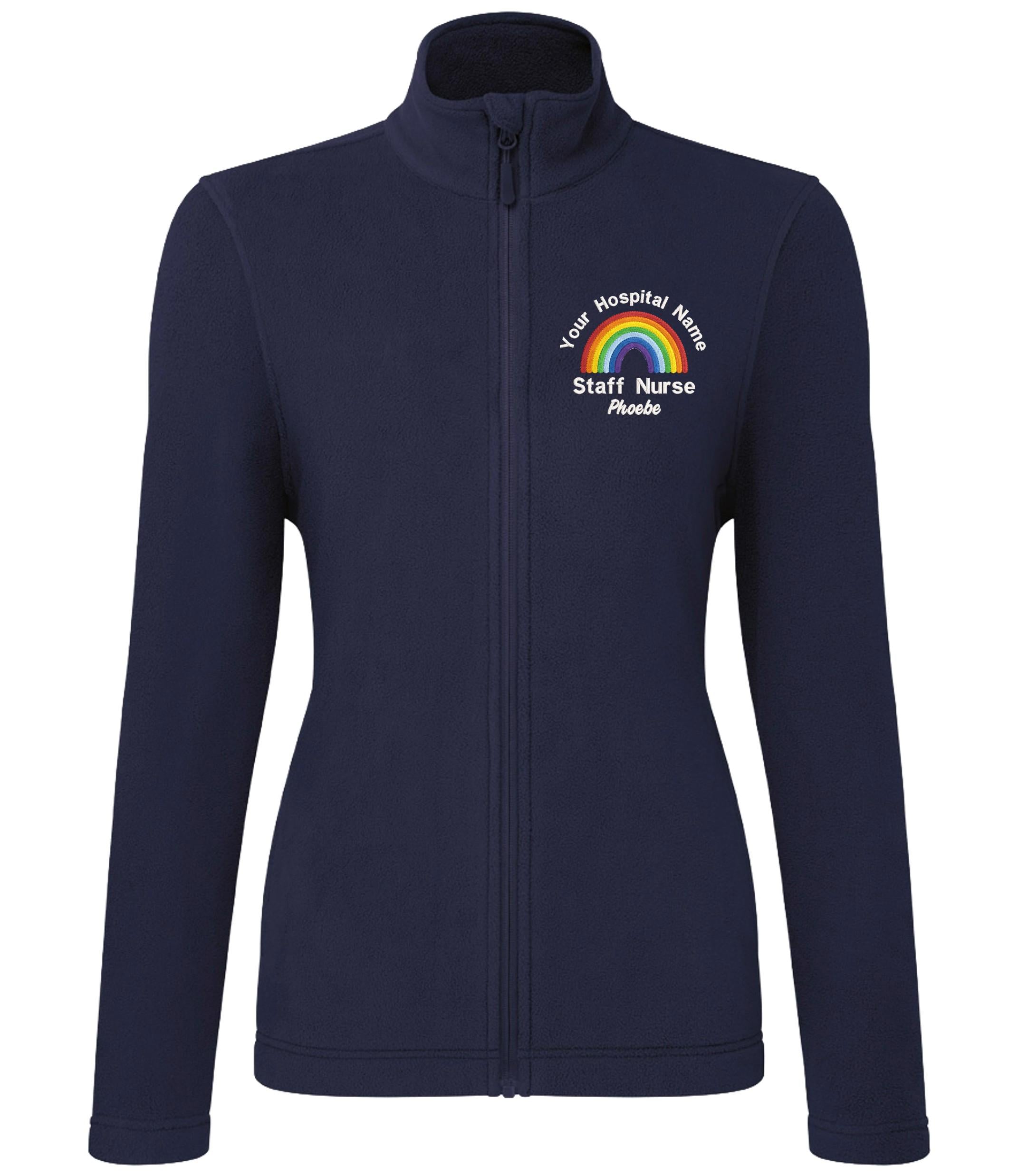 Embroidered Personalised Rainbow Microfleece Custom Uniform Hospital Staff Name Department Student Nurse Fleece
