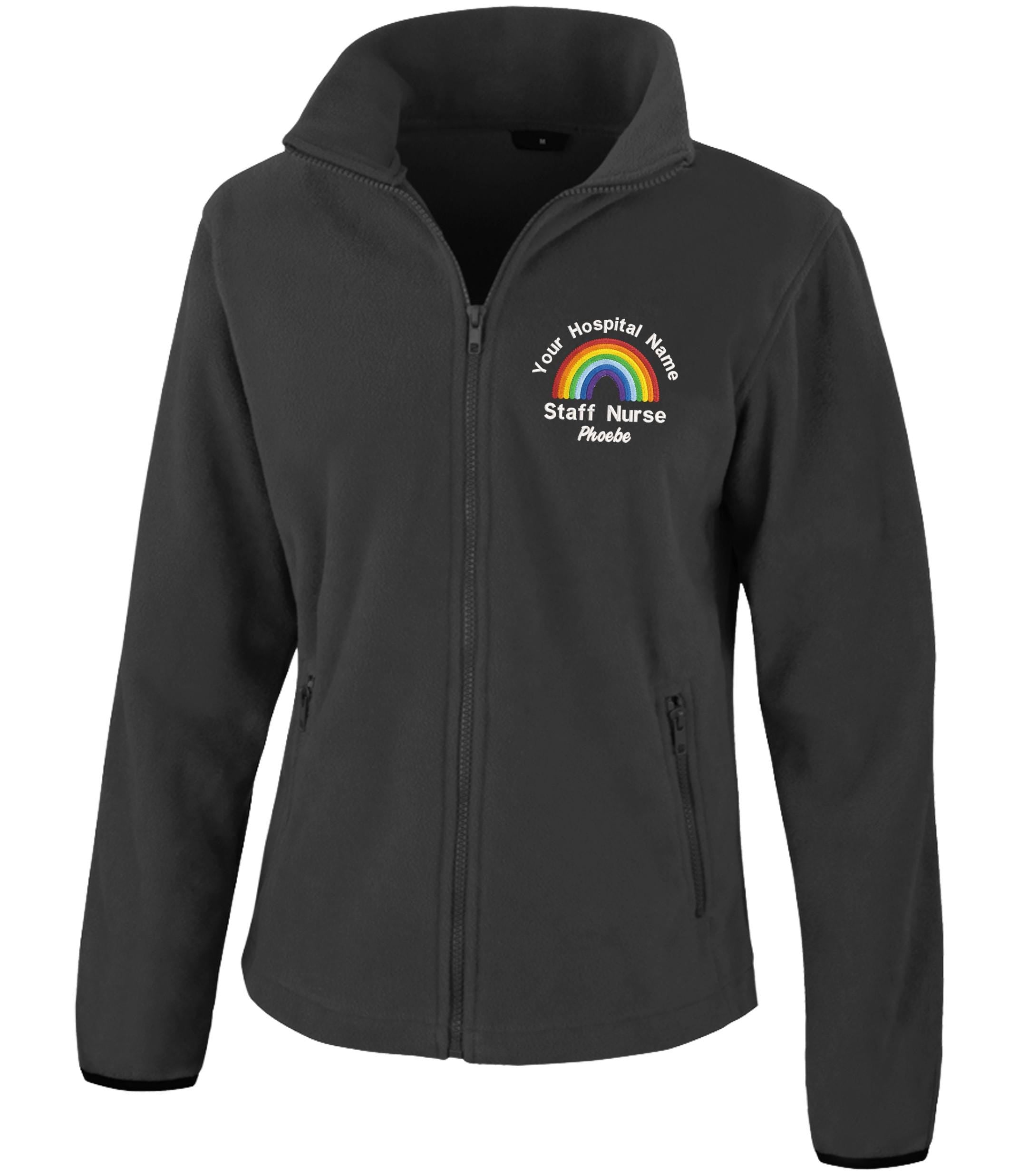 Embroidered Personalised Rainbow Fleece Custom Uniform Hospital Staff Name Department Student Nurse Jacket