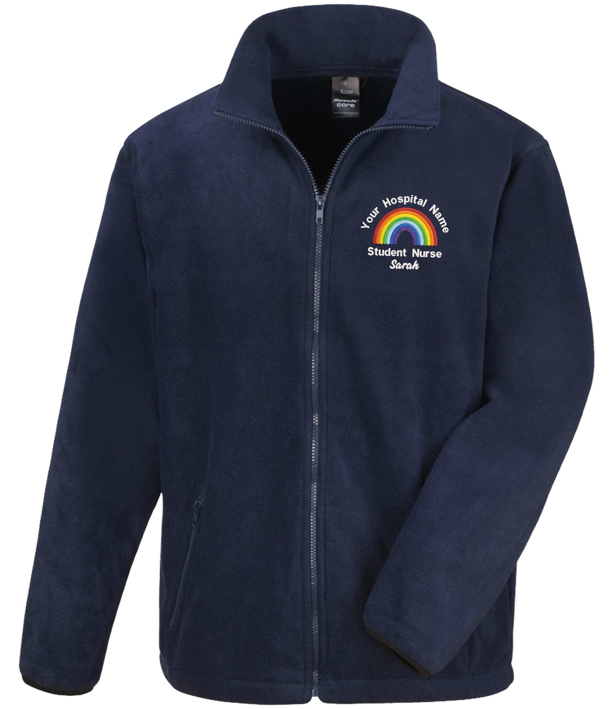 Embroidered Personalised Rainbow Fleece Custom Uniform Hospital Staff Name Department Student Nurse Jacket