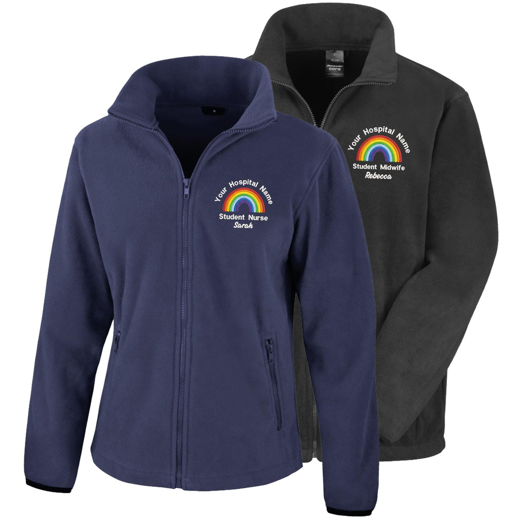 Embroidered Personalised Rainbow Fleece Custom Uniform Hospital Staff Name Department Student Nurse Jacket