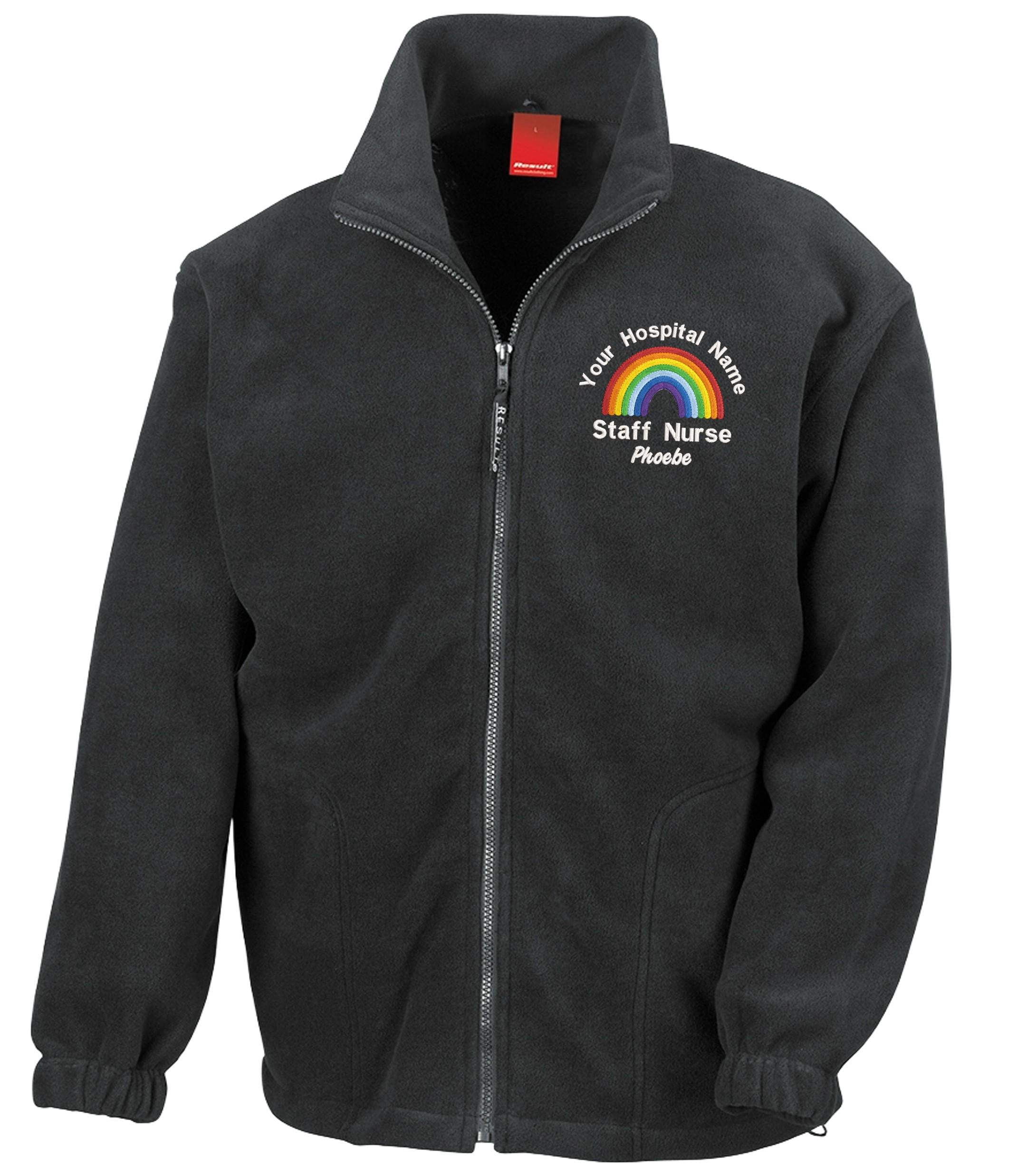Embroidered Personalised Rainbow Heavyweight Fleece Custom Uniform Hospital Staff Name Department Student Nurse Jacket