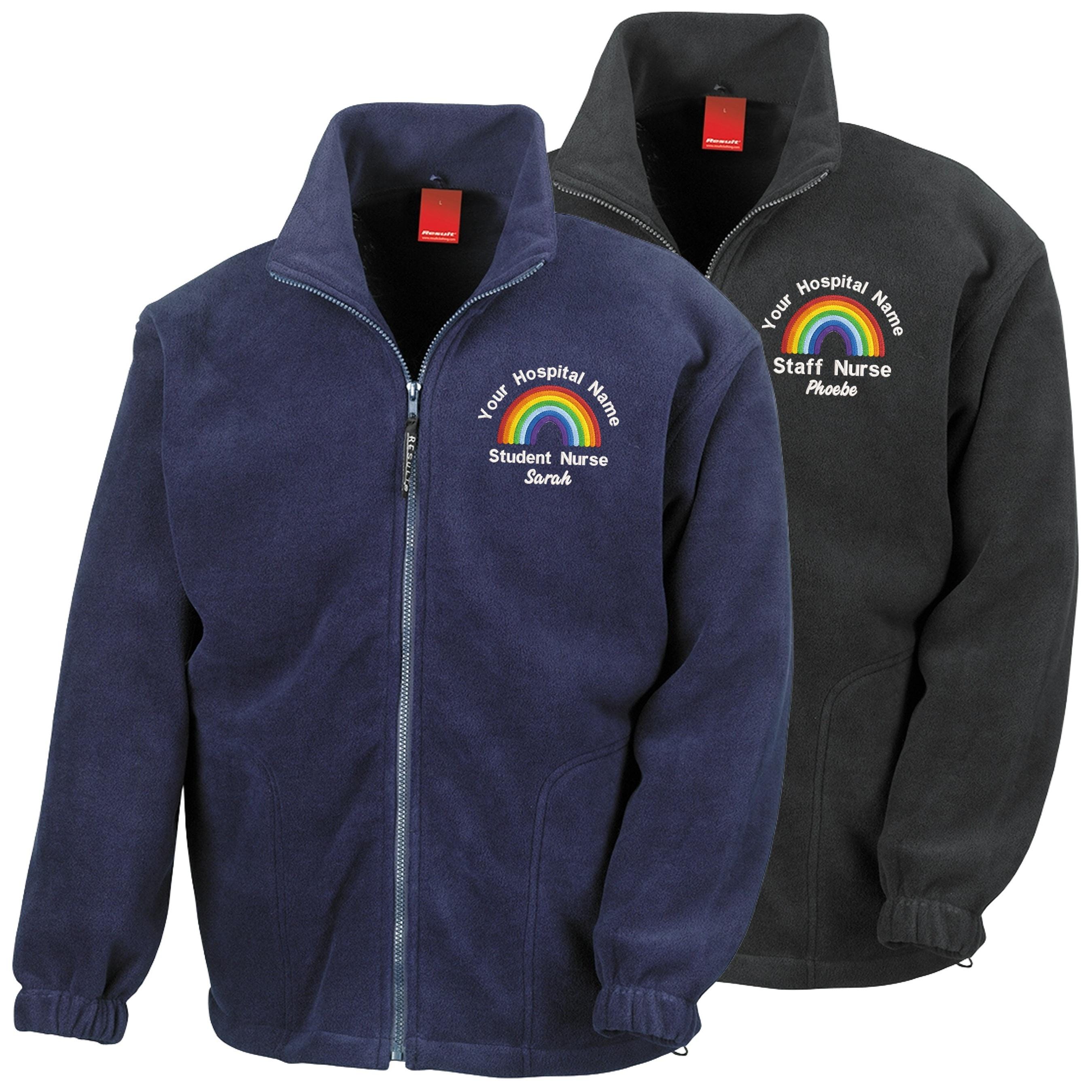 Embroidered Personalised Rainbow Heavyweight Fleece Custom Uniform Hospital Staff Name Department Student Nurse Jacket