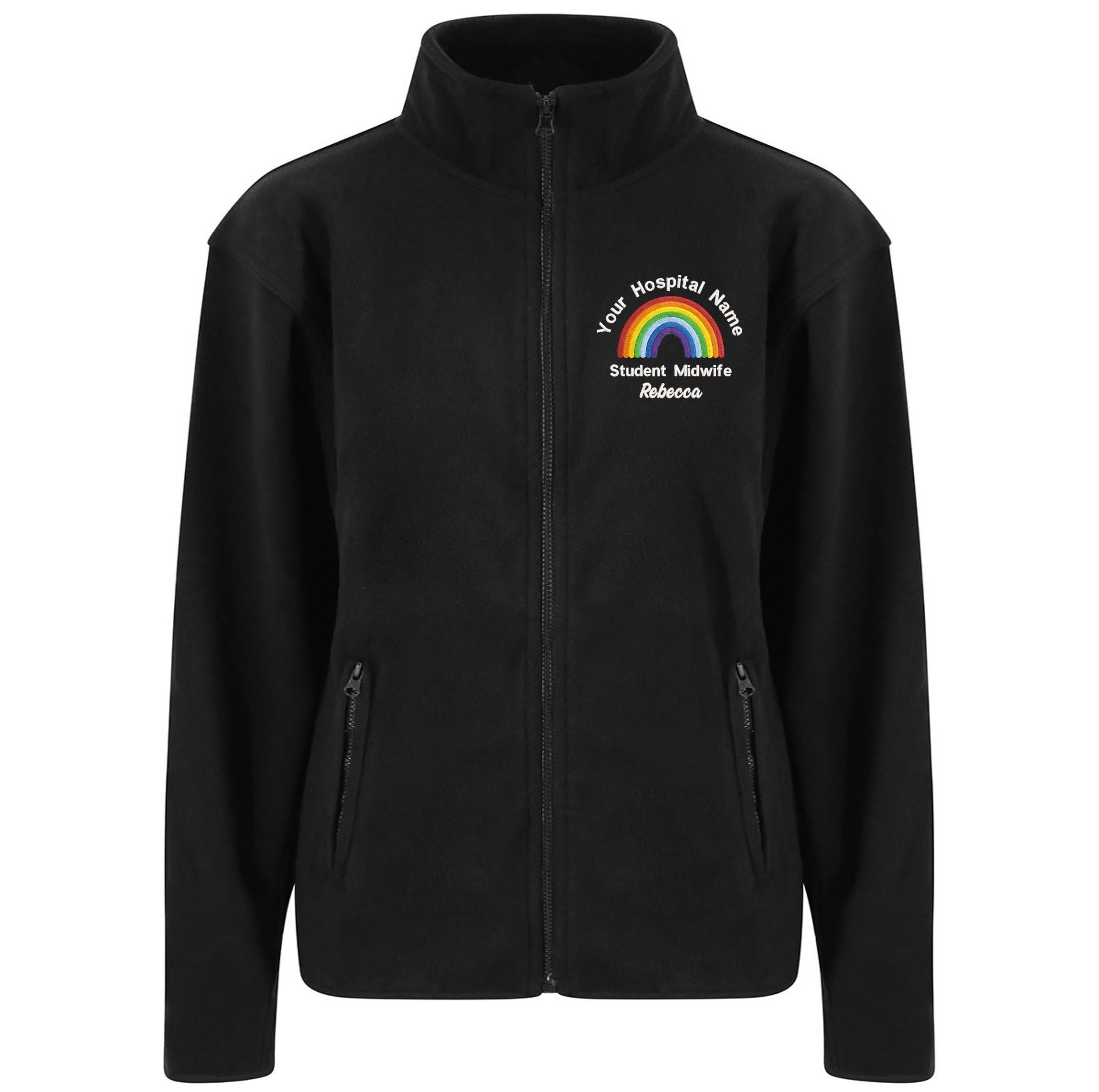 Embroidered Personalised Rainbow Microfleece Custom Uniform Hospital Staff Name Department Student Nurse Fleece