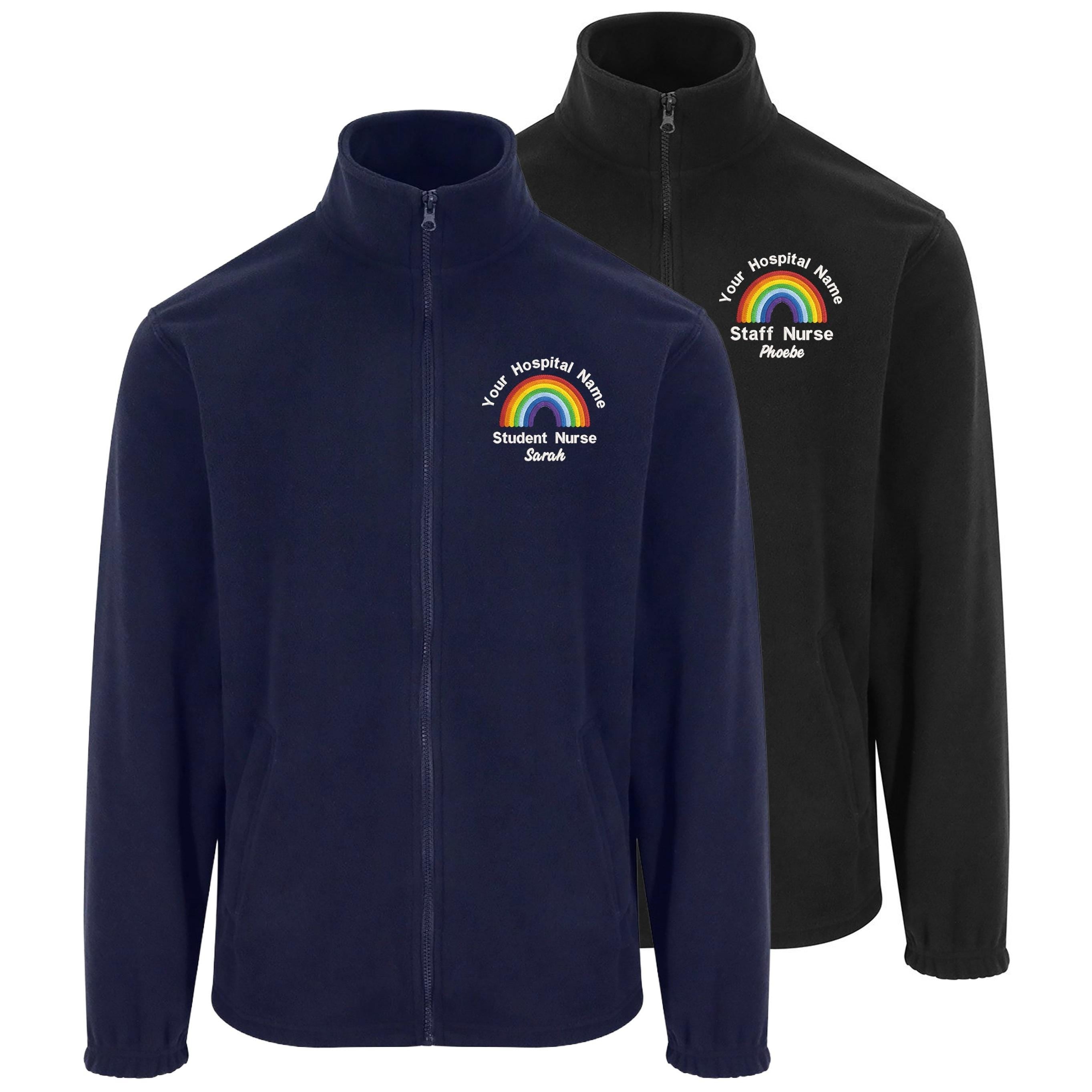 Embroidered Personalised Rainbow Fleece Custom Uniform Hospital Staff Name Department Student Nurse Jacket