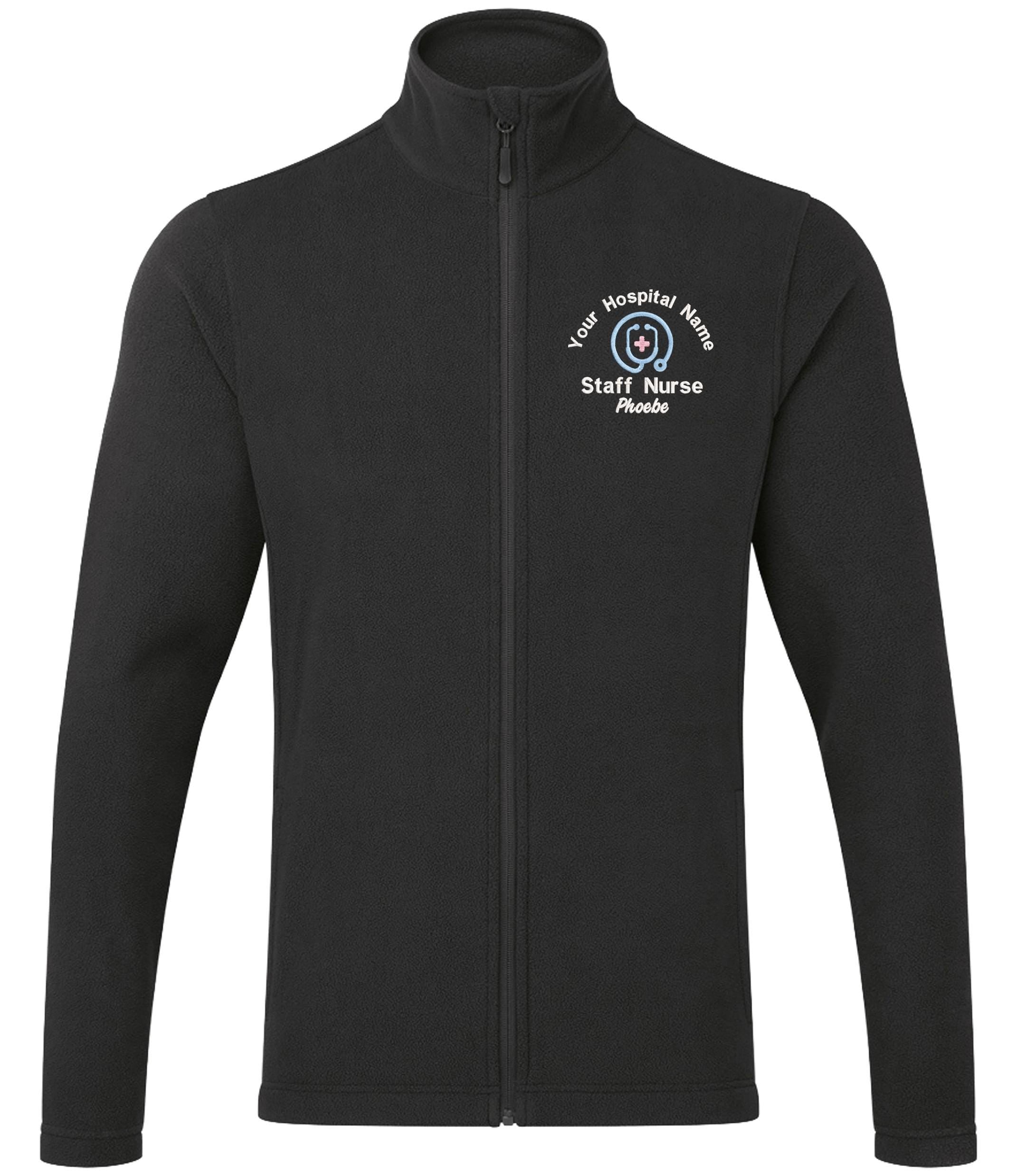 Embroidered Personalised Microfleece Custom Uniform Hospital Staff Name Department Student Nurse Fleece