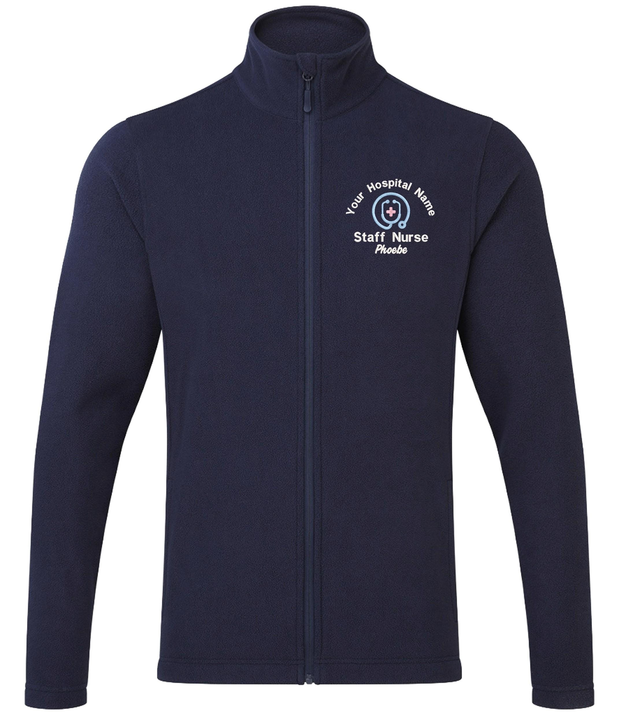 Embroidered Personalised Microfleece Custom Uniform Hospital Staff Name Department Student Nurse Fleece