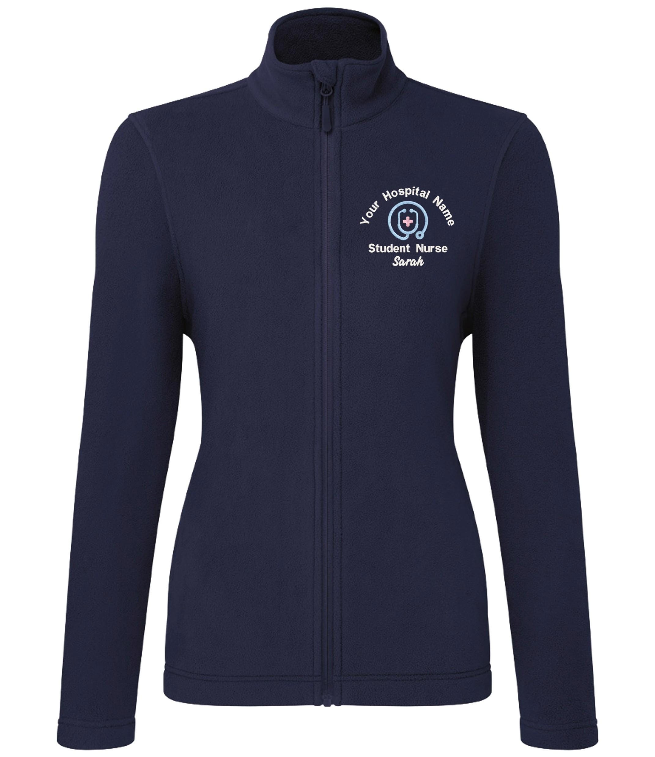 Embroidered Personalised Microfleece Custom Uniform Hospital Staff Name Department Student Nurse Fleece
