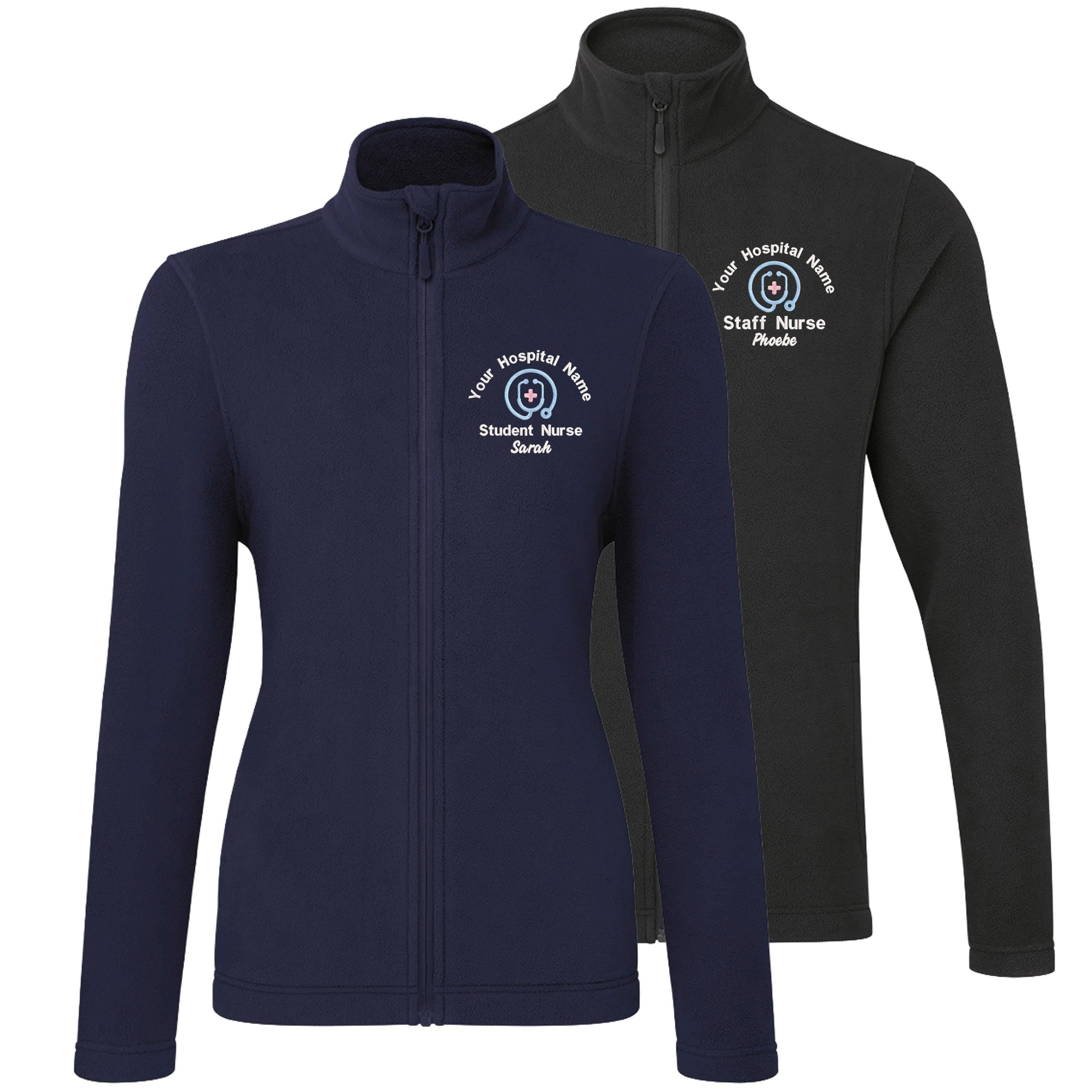 Embroidered Personalised Microfleece Custom Uniform Hospital Staff Name Department Student Nurse Fleece