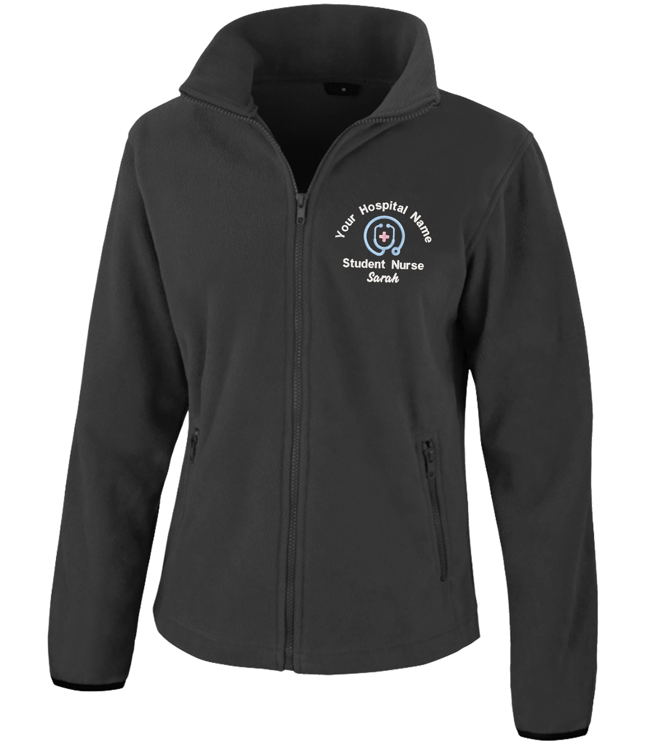 Embroidered Personalised Fleece Custom Uniform Hospital Staff Name Department Student Nurse Jacket