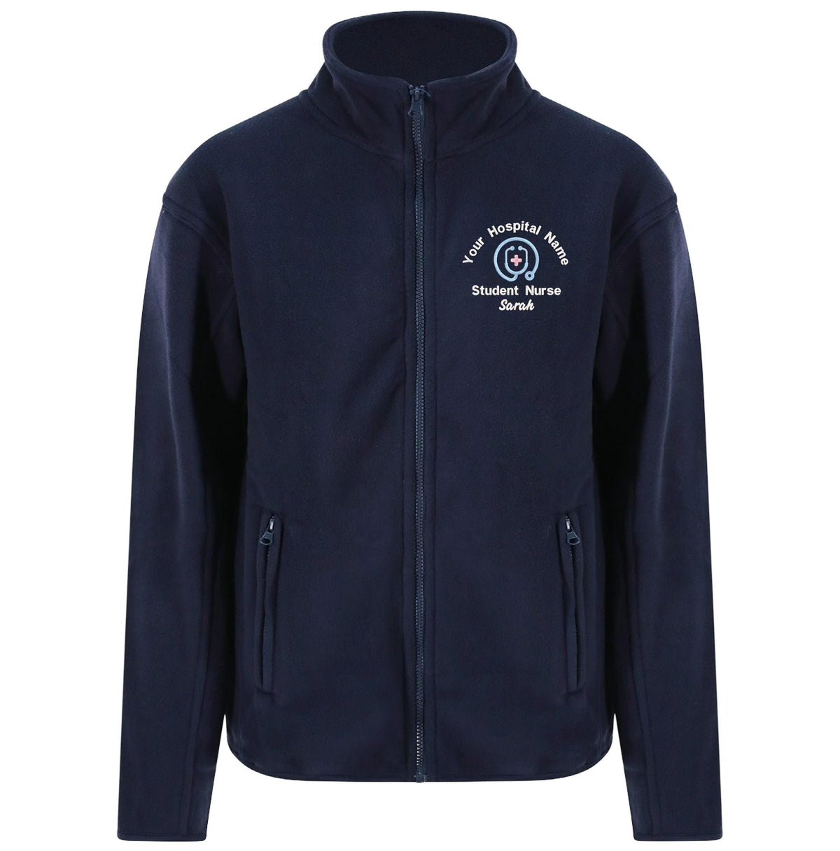 Embroidered Personalised Microfleece Custom Uniform Hospital Staff Name Department Student Nurse Fleece