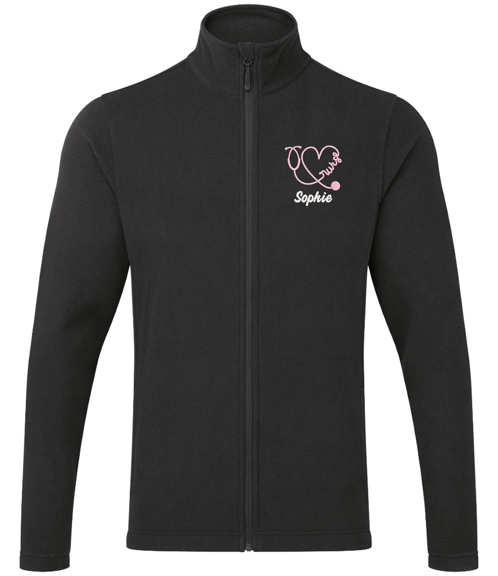 Embroidered Personalised Nurse Microfleece Custom Name Hospital Staff Uniform Fleece Jacket