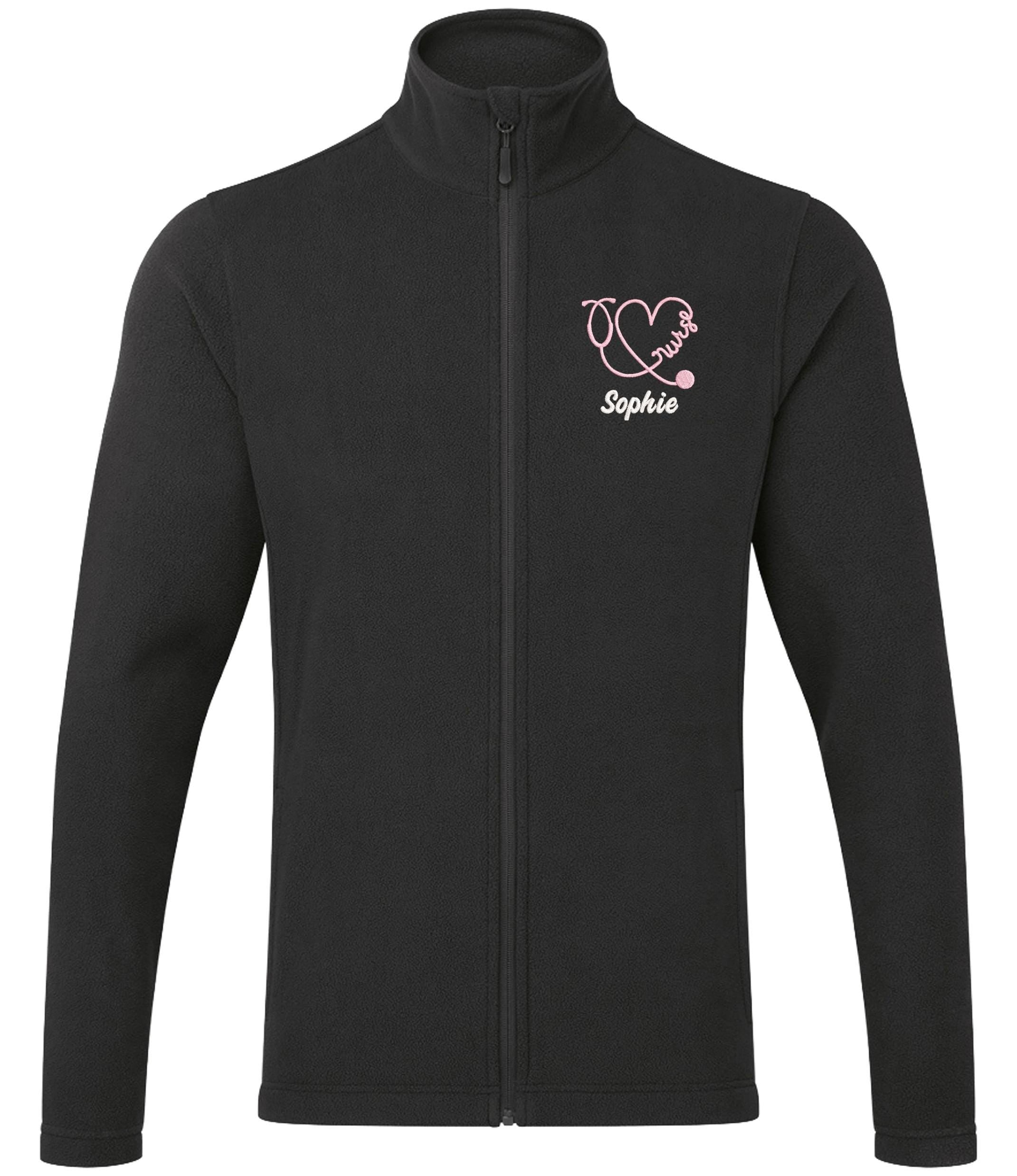 Embroidered Personalised Nurse Microfleece Custom Name Hospital Staff Uniform Fleece Jacket
