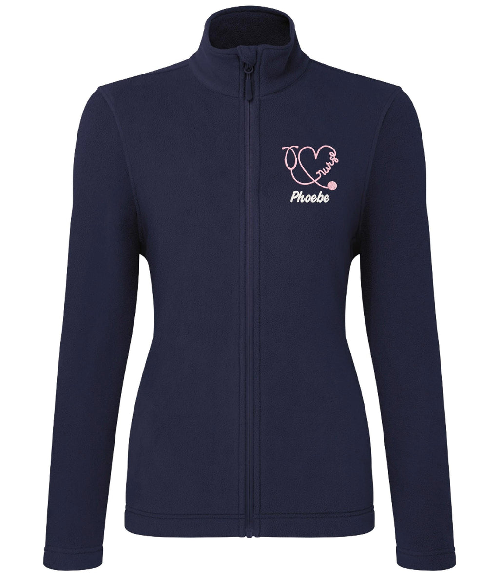 Embroidered Personalised Nurse Microfleece Custom Name Hospital Staff Uniform Fleece Jacket