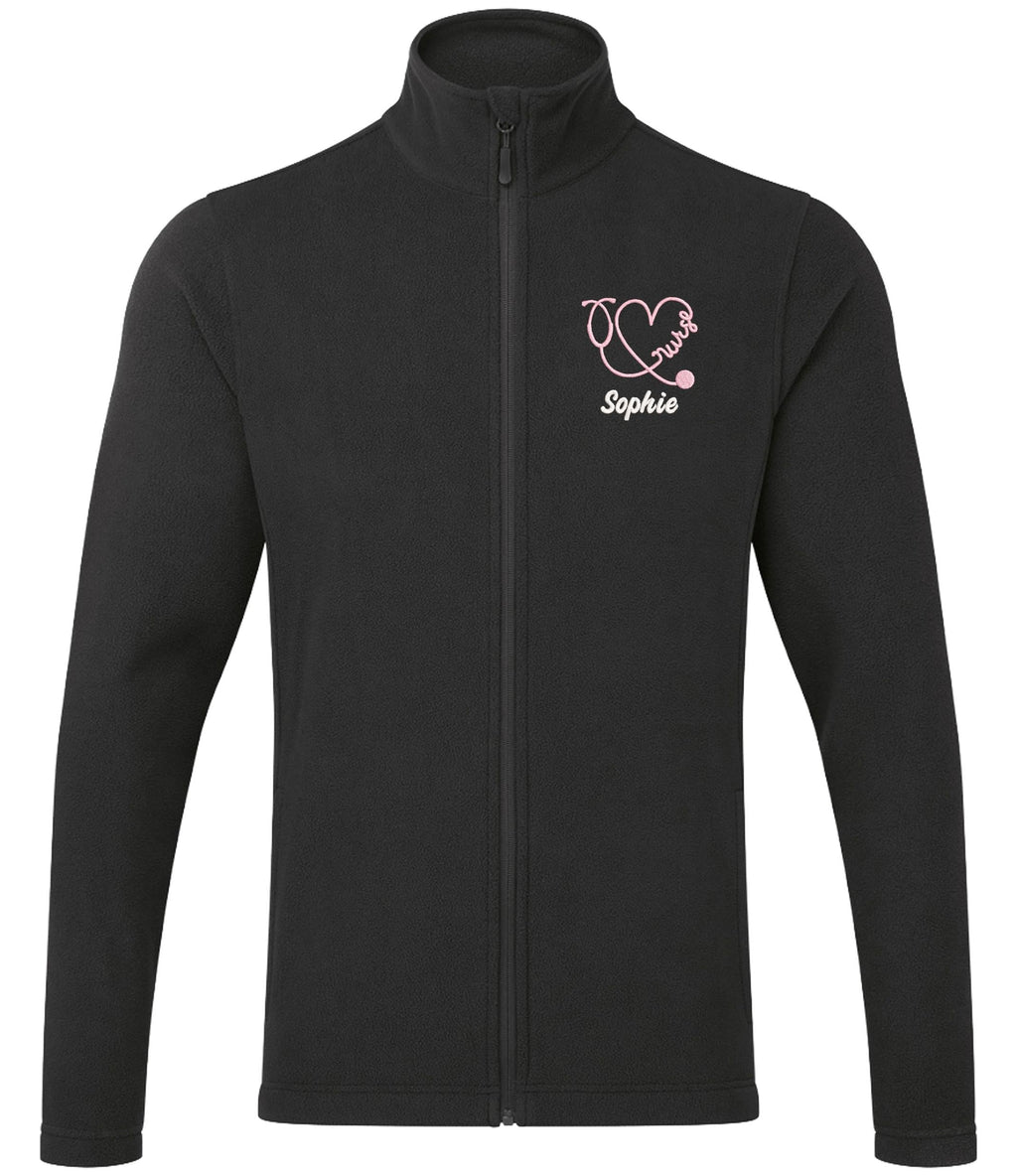 Embroidered Personalised Nurse Microfleece Custom Name Hospital Staff Uniform Fleece Jacket
