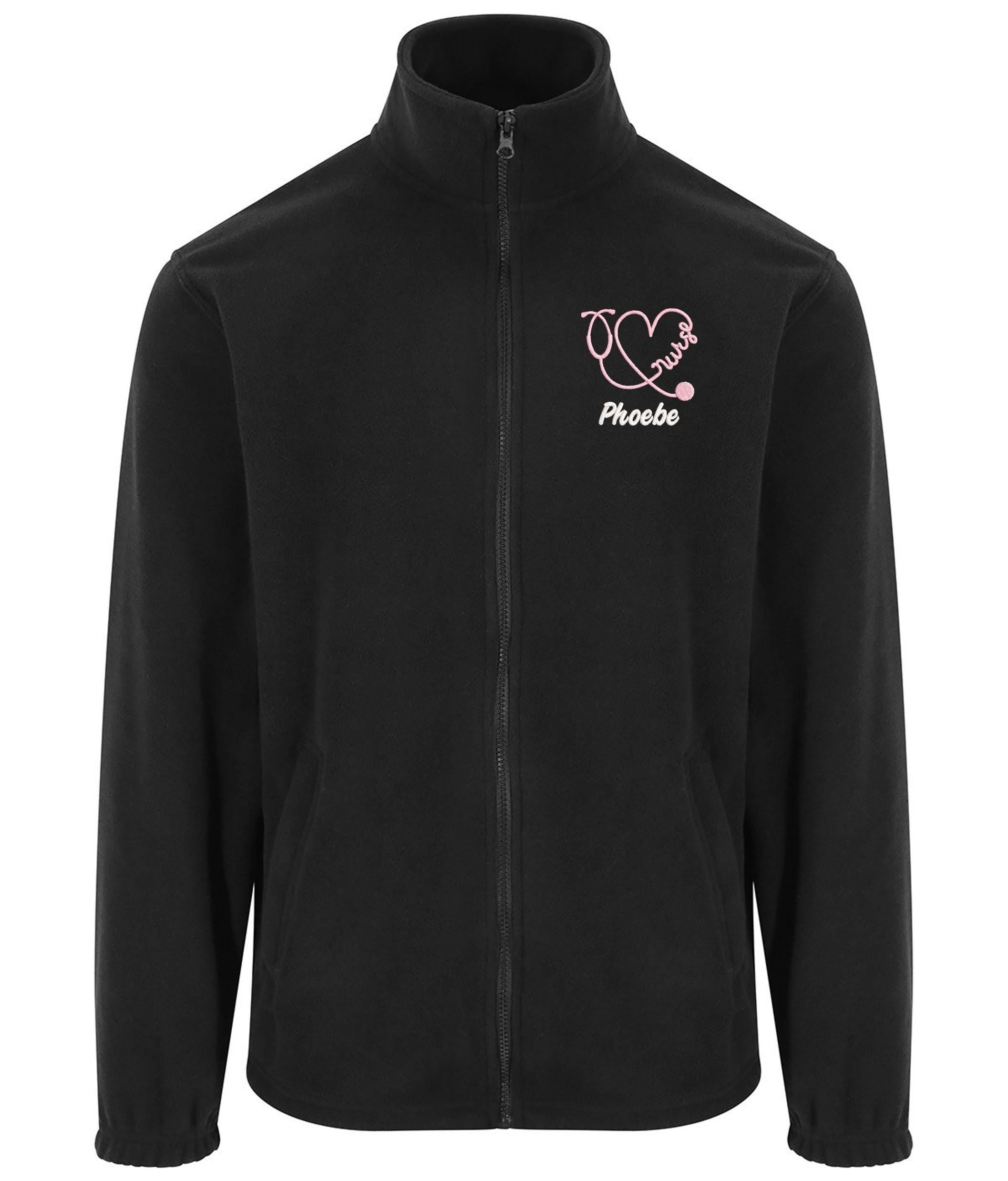 Embroidered Personalised Nurse Fleece Custom Name Hospital Staff Uniform Jacket