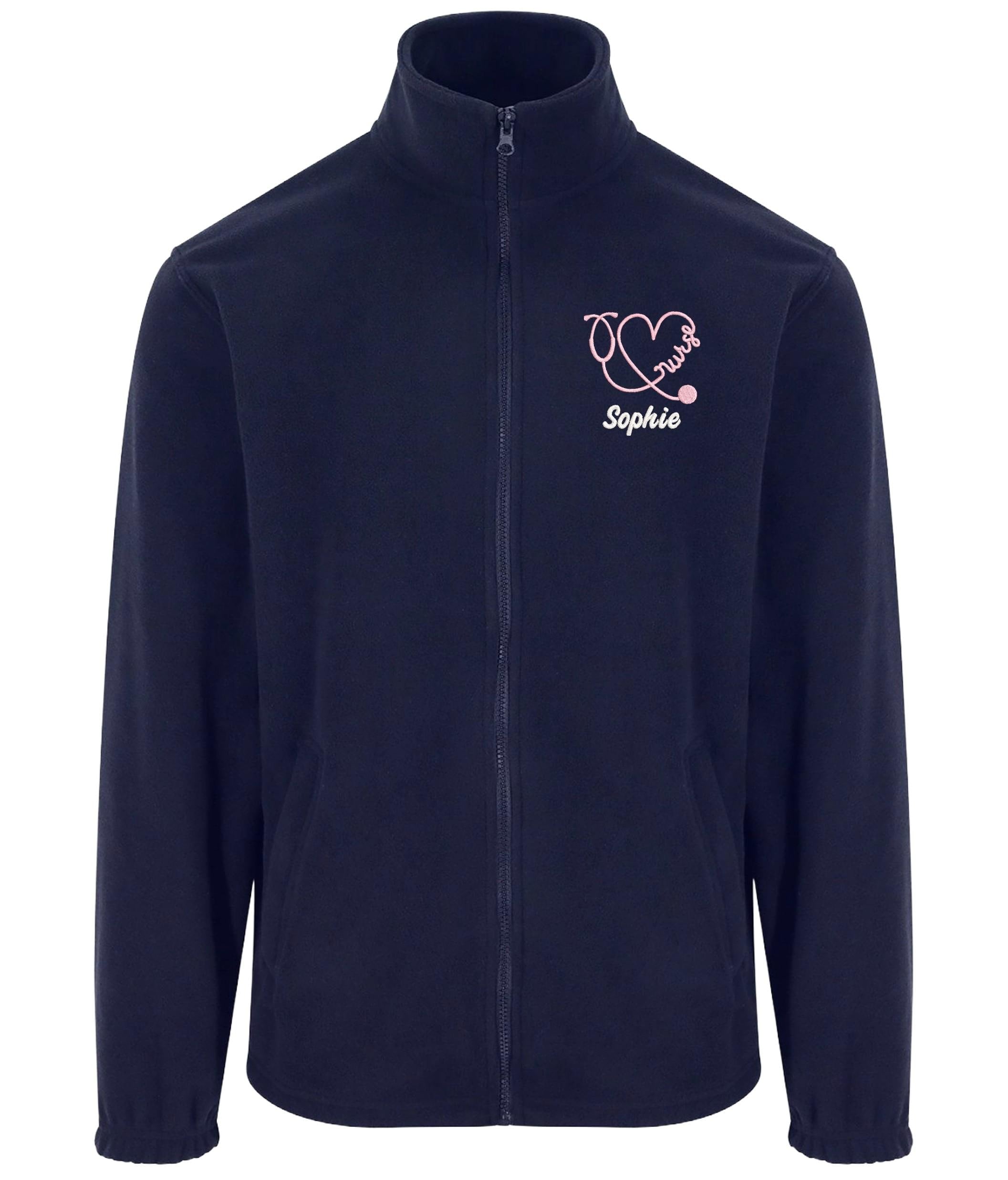 Embroidered Personalised Nurse Fleece Custom Name Hospital Staff Uniform Jacket