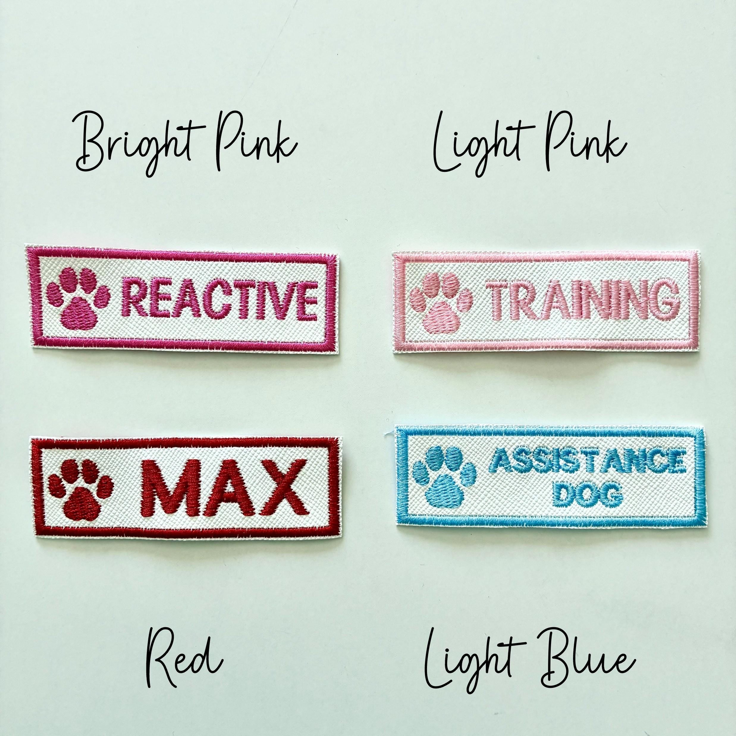 Personalised Embroidered Dog Paw Text Patch Iron & Sew On Training Harness Badge