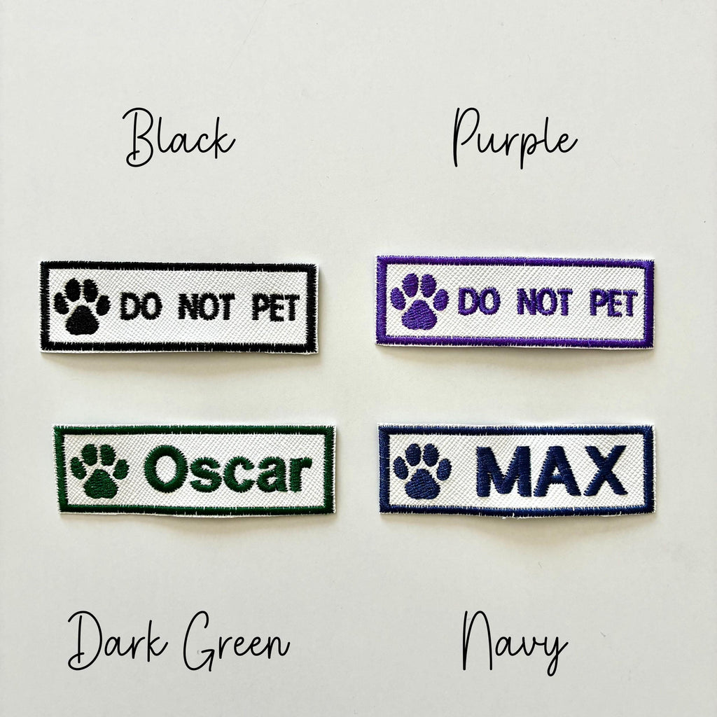 Personalised Embroidered Dog Paw Text Patch Iron & Sew On Training Harness Badge