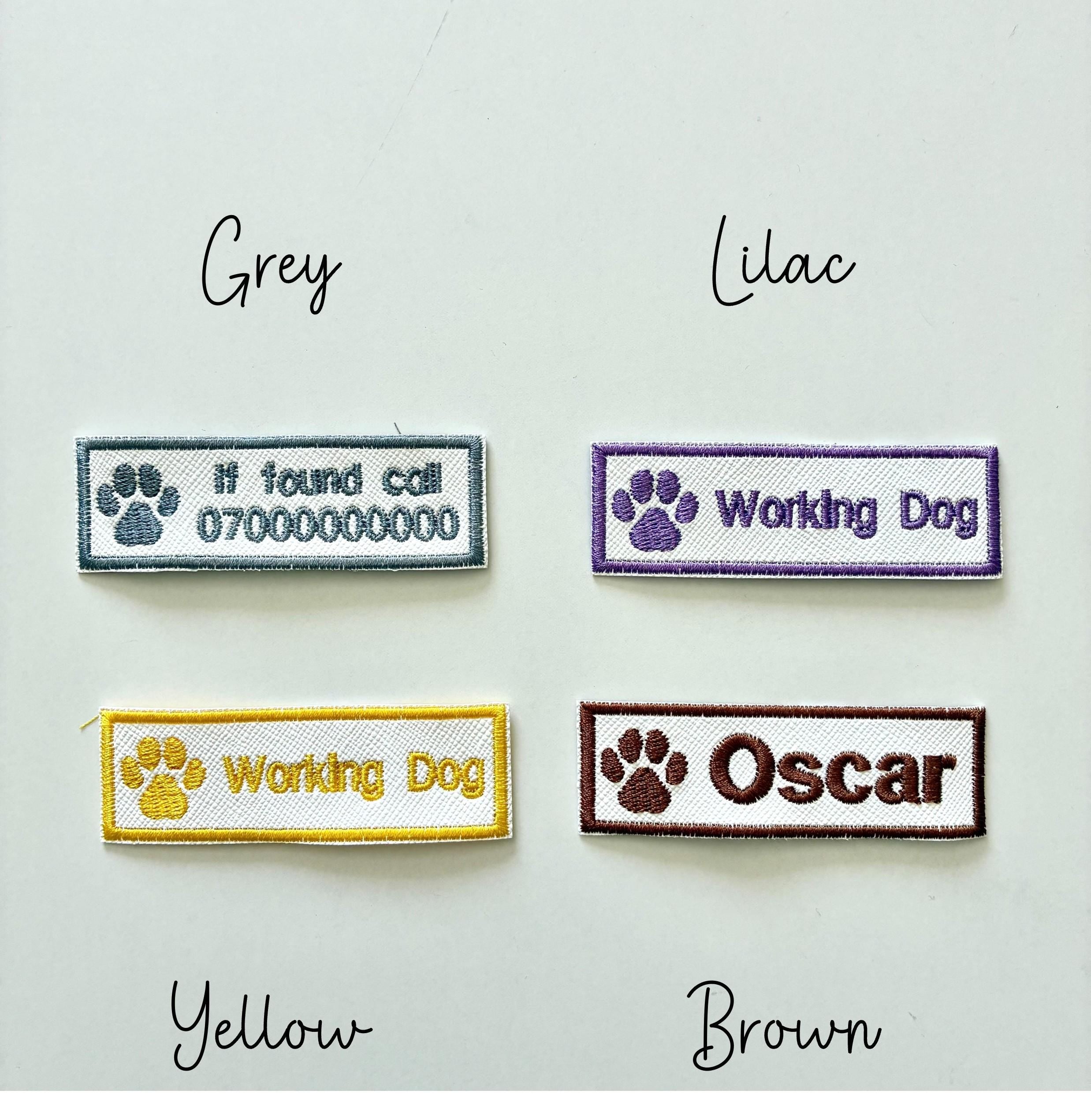 Personalised Embroidered Dog Paw Text Patch Iron & Sew On Training Harness Badge