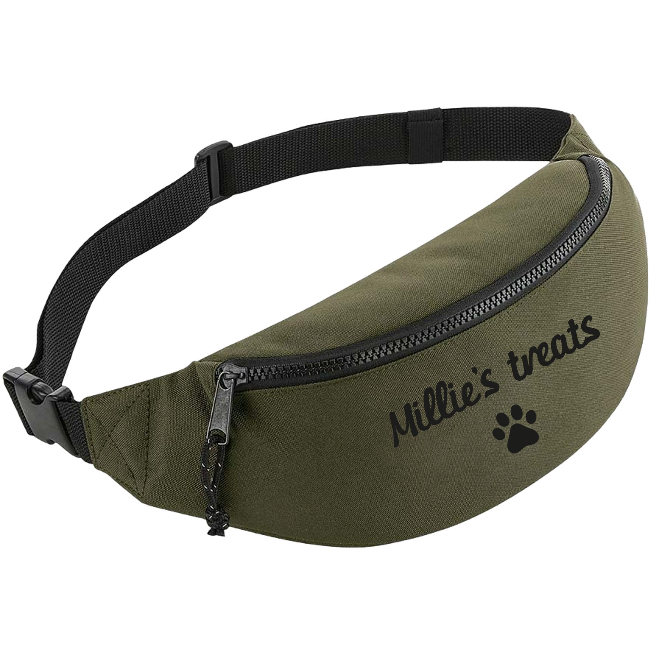 Personalised Name Dog Treats Belt Bag - Custom Puppy Walking Training Cross Body Bumbag