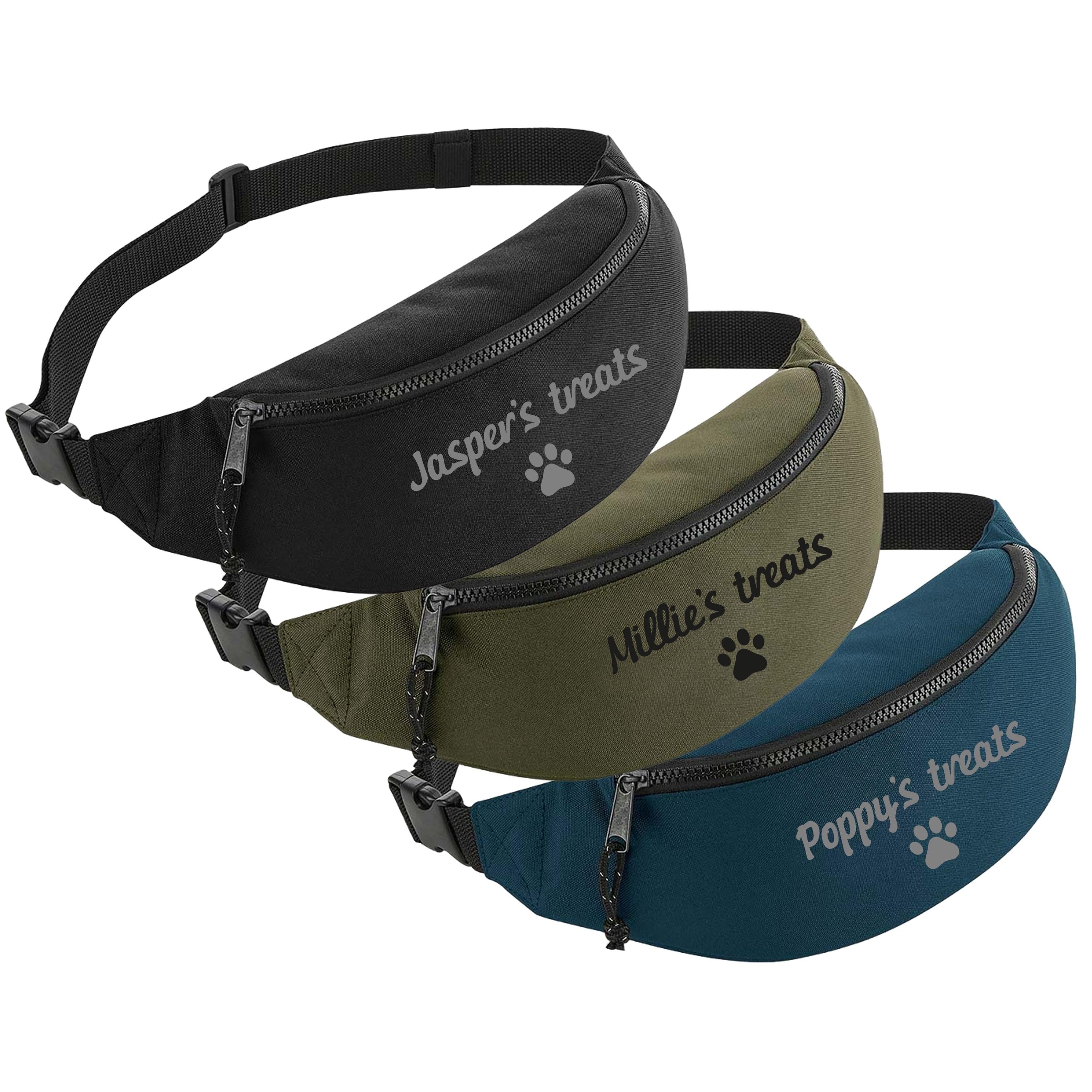 Personalised Name Dog Treats Belt Bag - Custom Puppy Walking Training Cross Body Bumbag