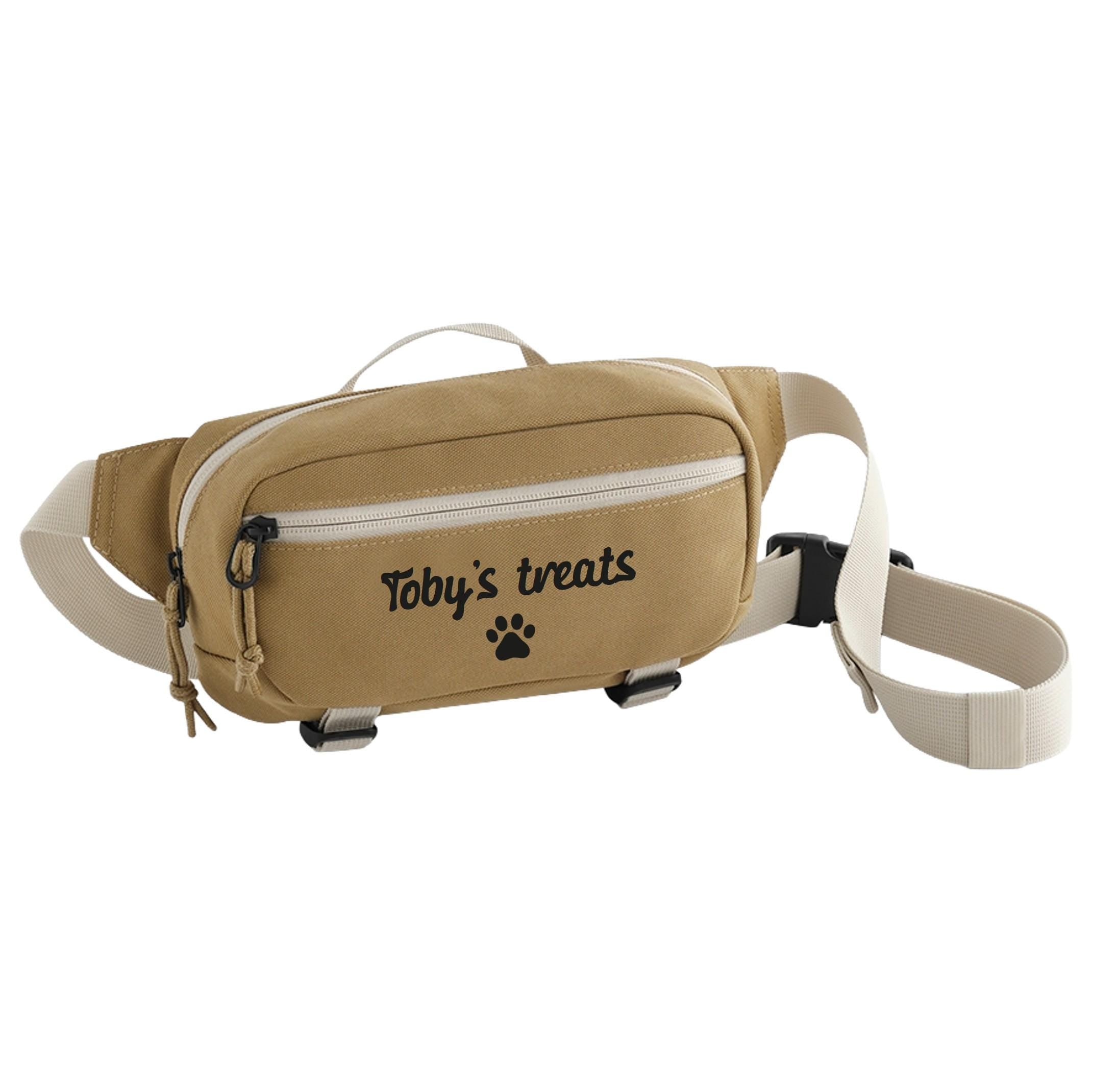 Personalised Name Dog Treats Belt Bag - Custom Puppy Walking Training Cross Body Bumbag
