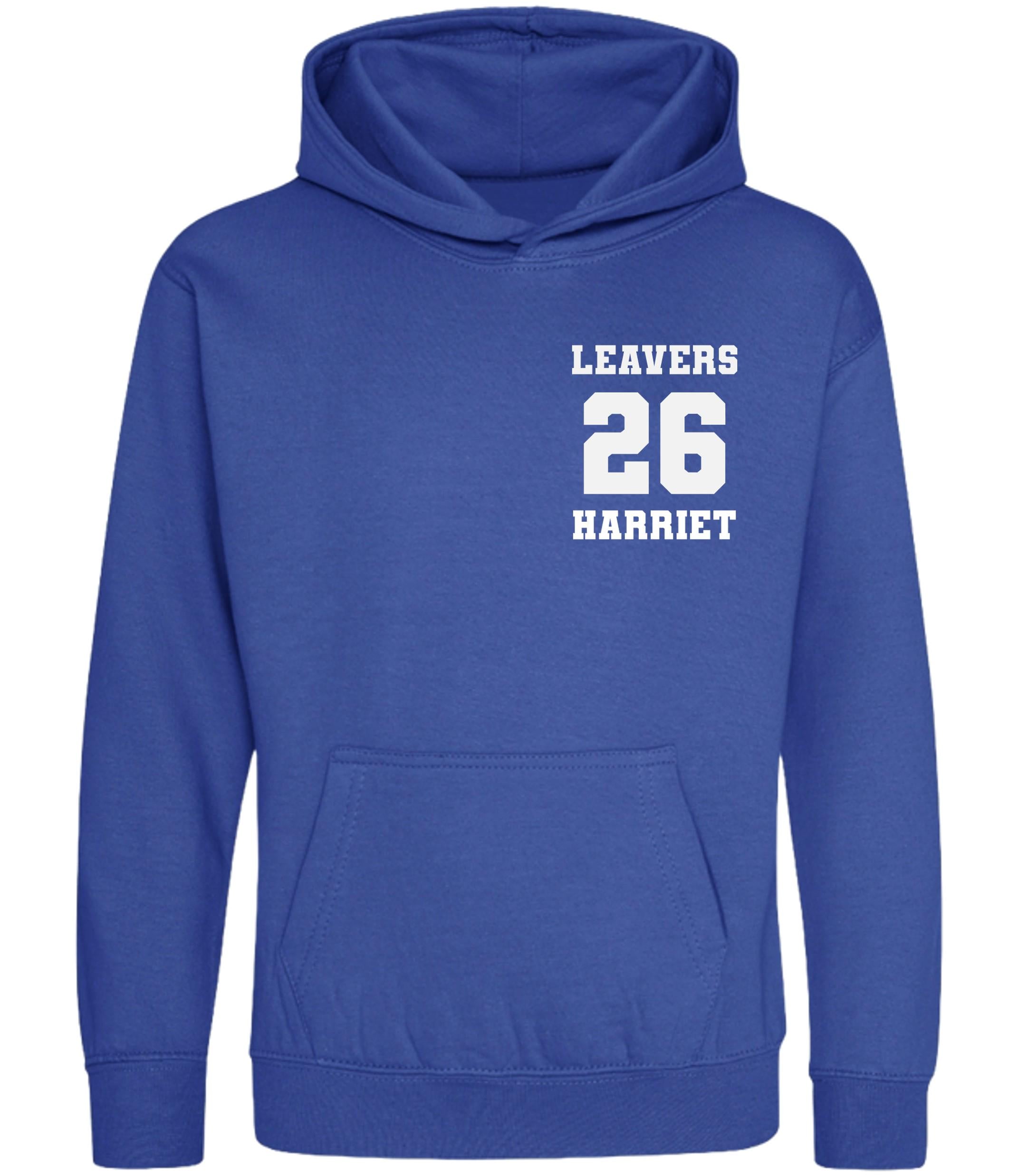 Personalised Leavers Hoodies (Kids & Adults Sizes) Custom Name Text Class of 26 Primary Junior Year 6 Secondary School College University