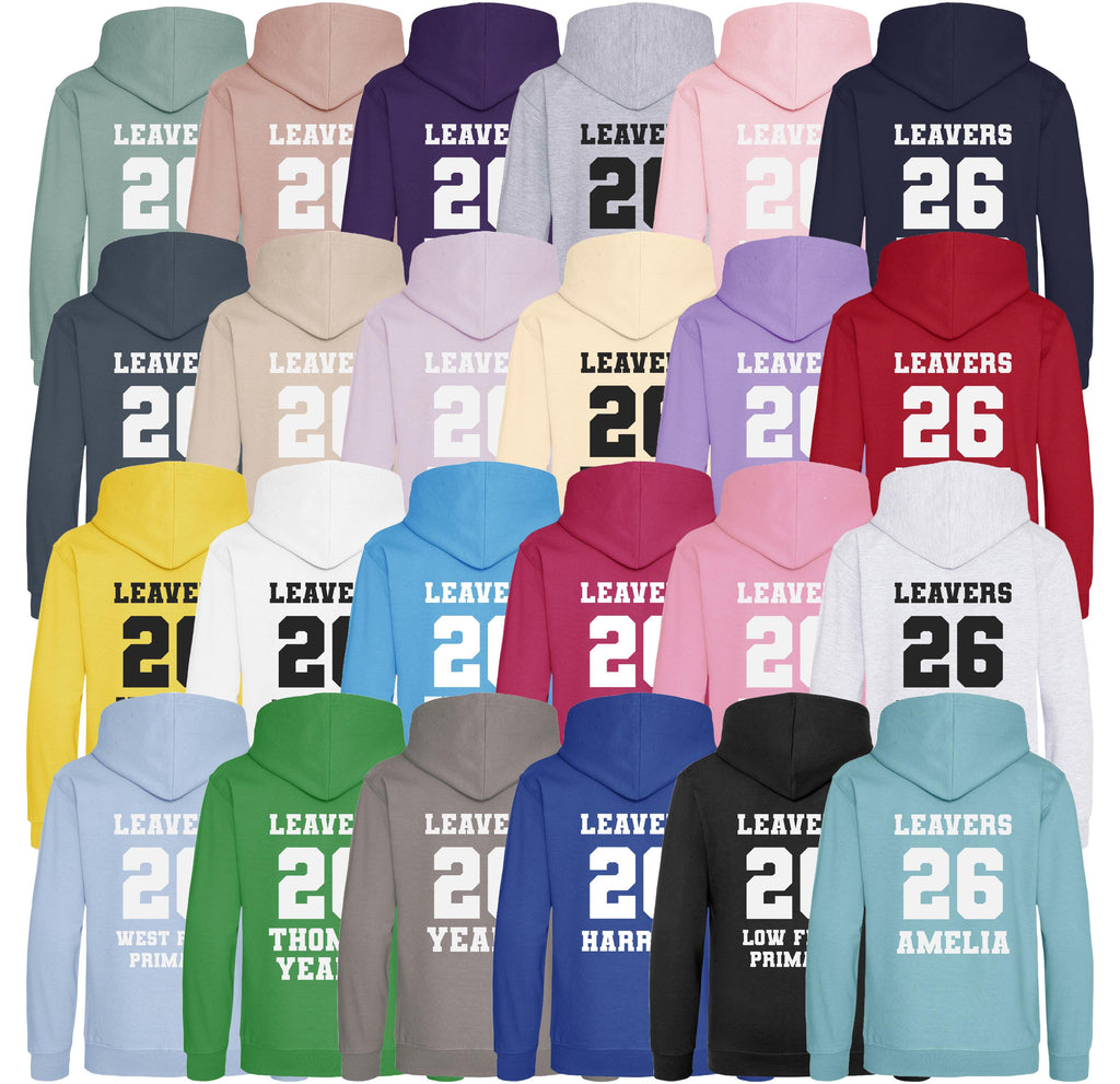 Personalised Leavers Hoodies (Kids & Adults Sizes) Custom Name Text Class of 26 Primary Junior Year 6 Secondary School College University