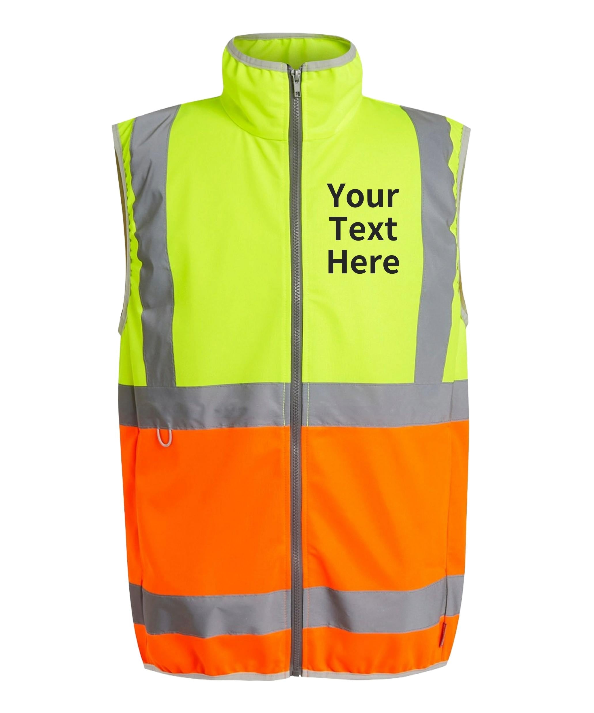 Adults Personalised Text Hi-Vis Full Zip Gilet Custom Business Company Name Reflective Waistcoat Safety Vest