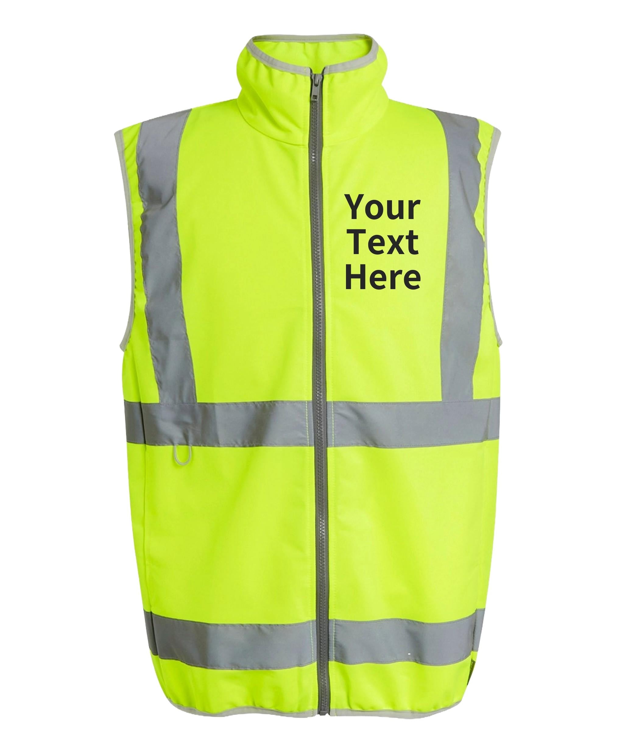 Adults Personalised Text Hi-Vis Full Zip Gilet Custom Business Company Name Reflective Waistcoat Safety Vest