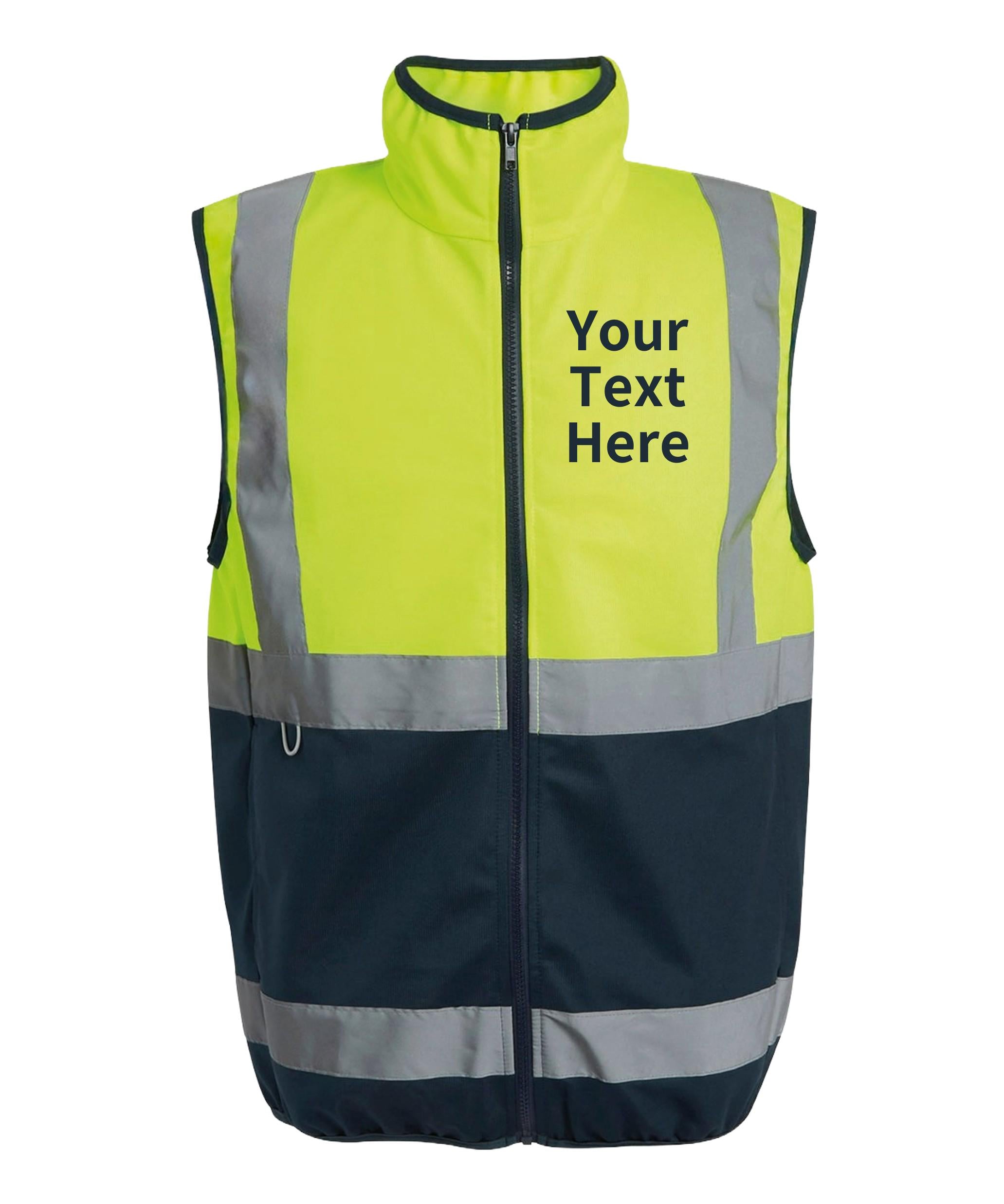 Adults Personalised Text Hi-Vis Full Zip Gilet Custom Business Company Name Reflective Waistcoat Safety Vest