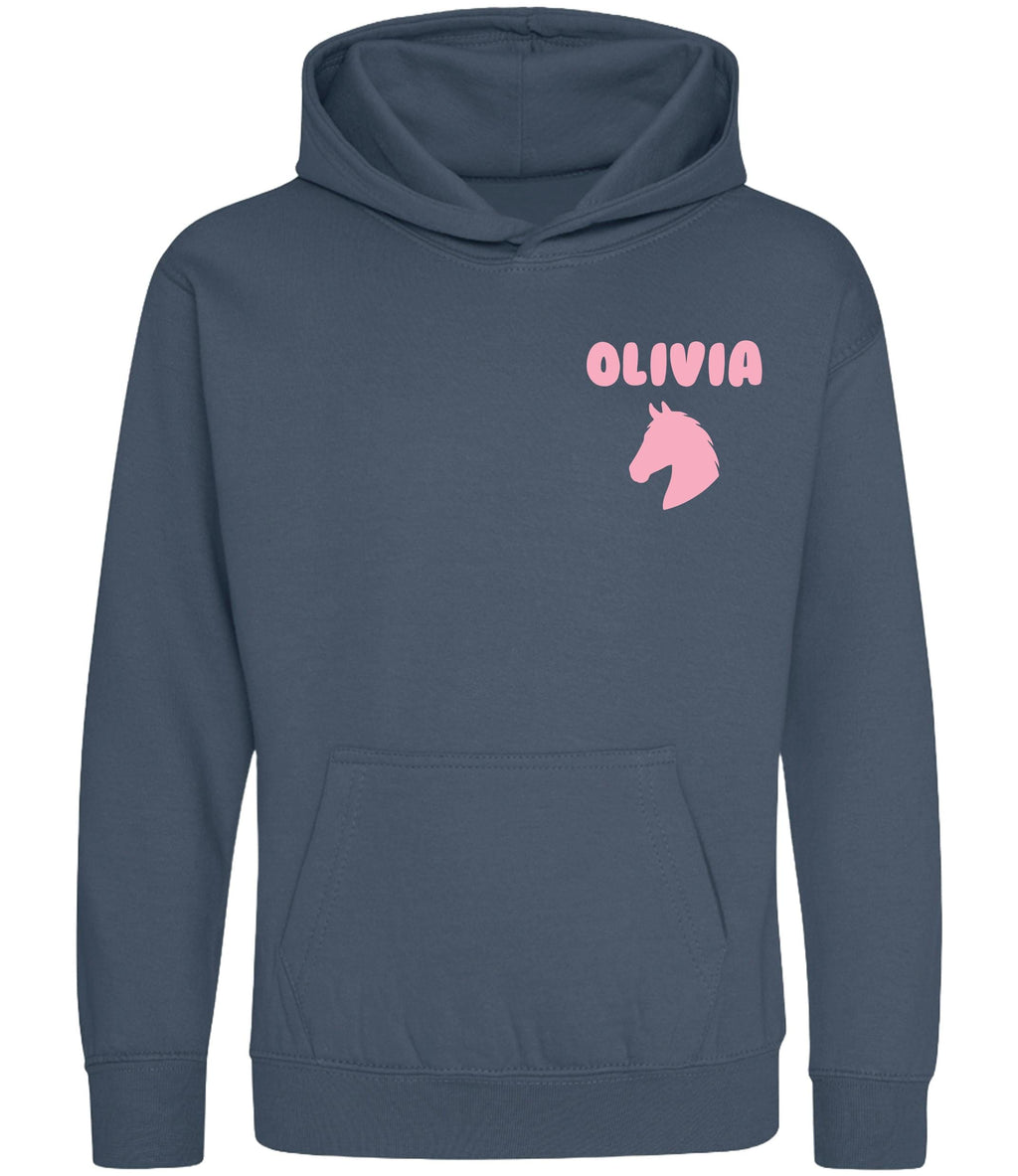 Girls Personalised Name Horse Riding Hoodie Pony Rider Club Sweatshirt Jacket