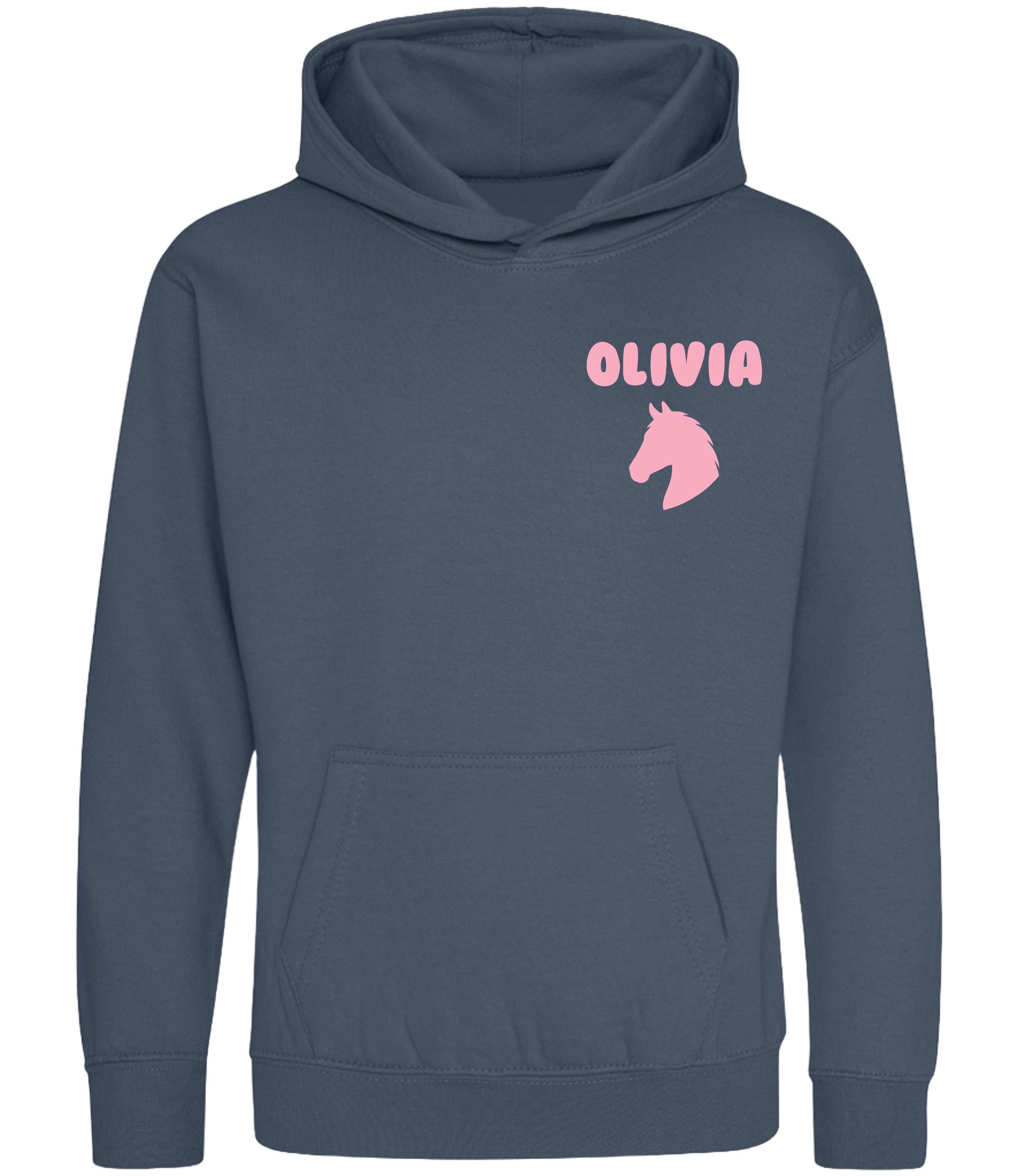 Girls Personalised Name Horse Riding Hoodie Pony Rider Club Sweatshirt Jacket