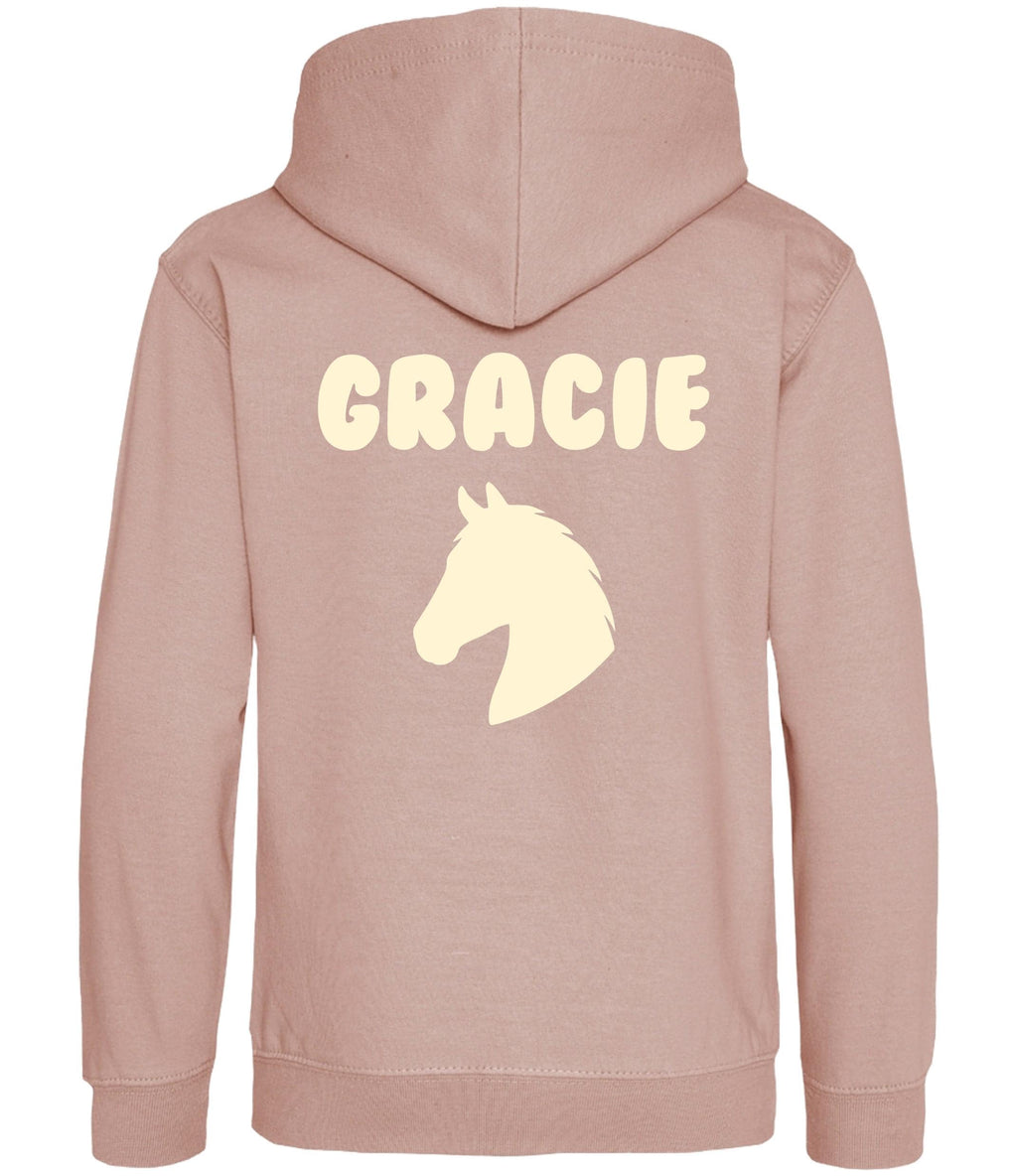Girls Personalised Name Horse Riding Hoodie Pony Rider Club Sweatshirt Jacket