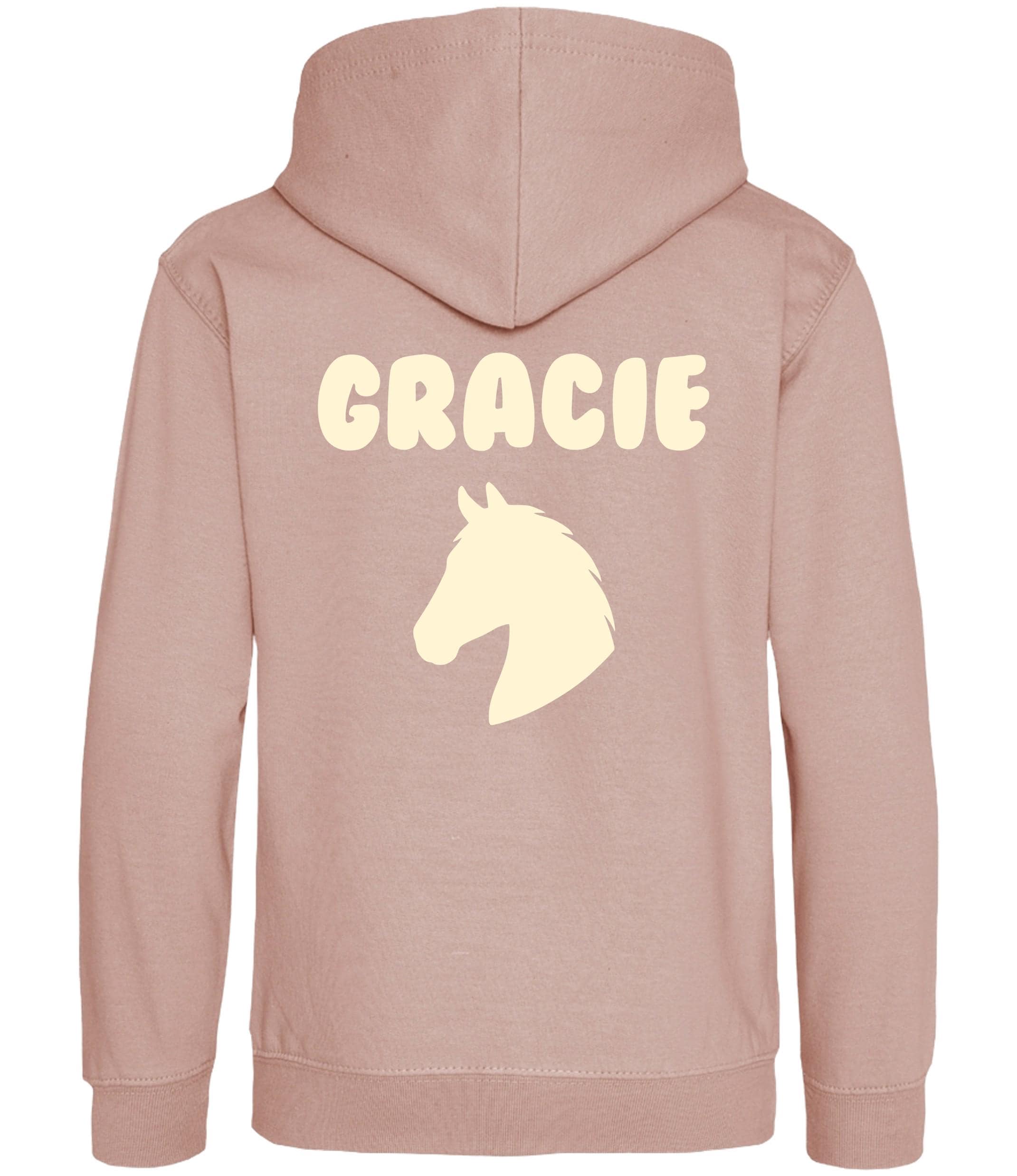 Girls Personalised Name Horse Riding Hoodie Pony Rider Club Sweatshirt Jacket