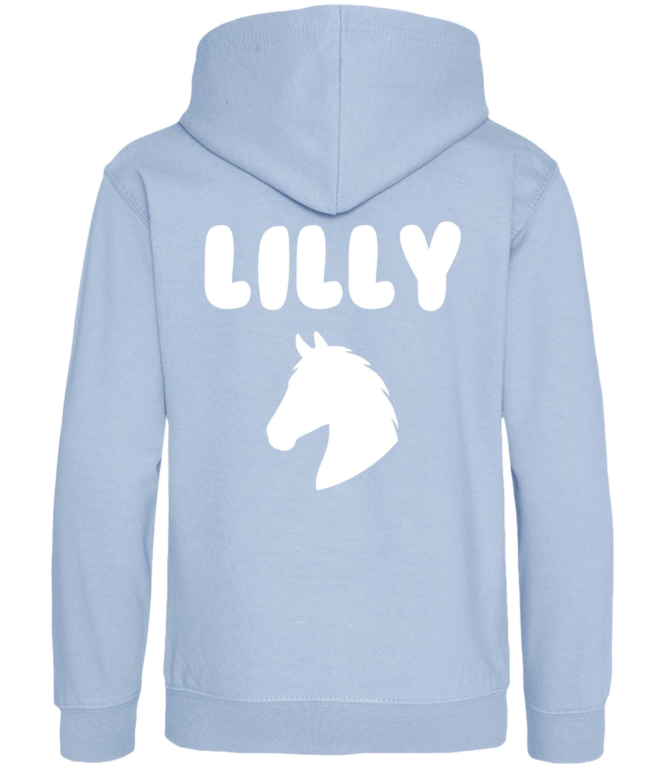 Girls Personalised Name Horse Riding Hoodie Pony Rider Club Sweatshirt Jacket