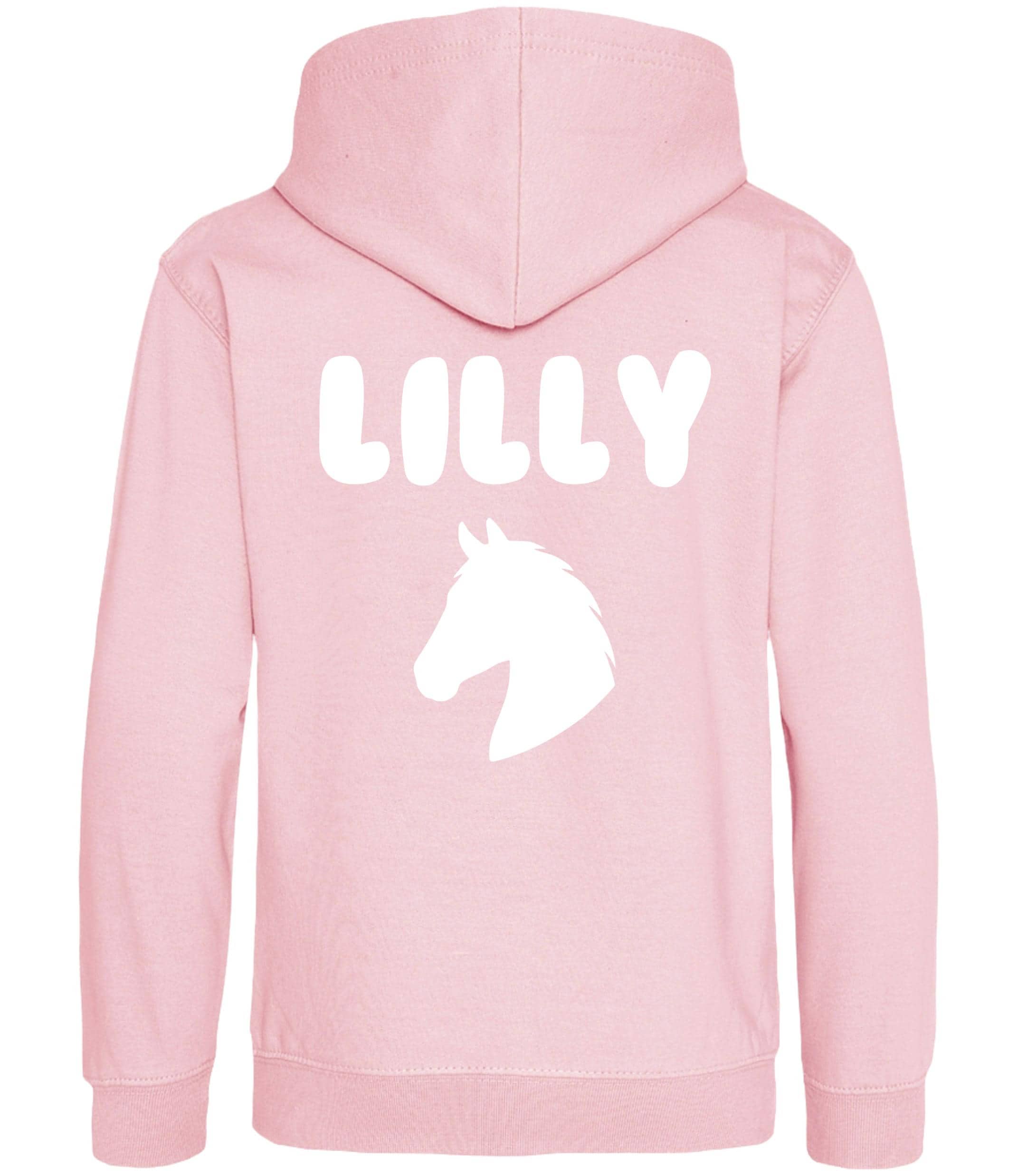 Girls Personalised Name Horse Riding Hoodie Pony Rider Club Sweatshirt Jacket