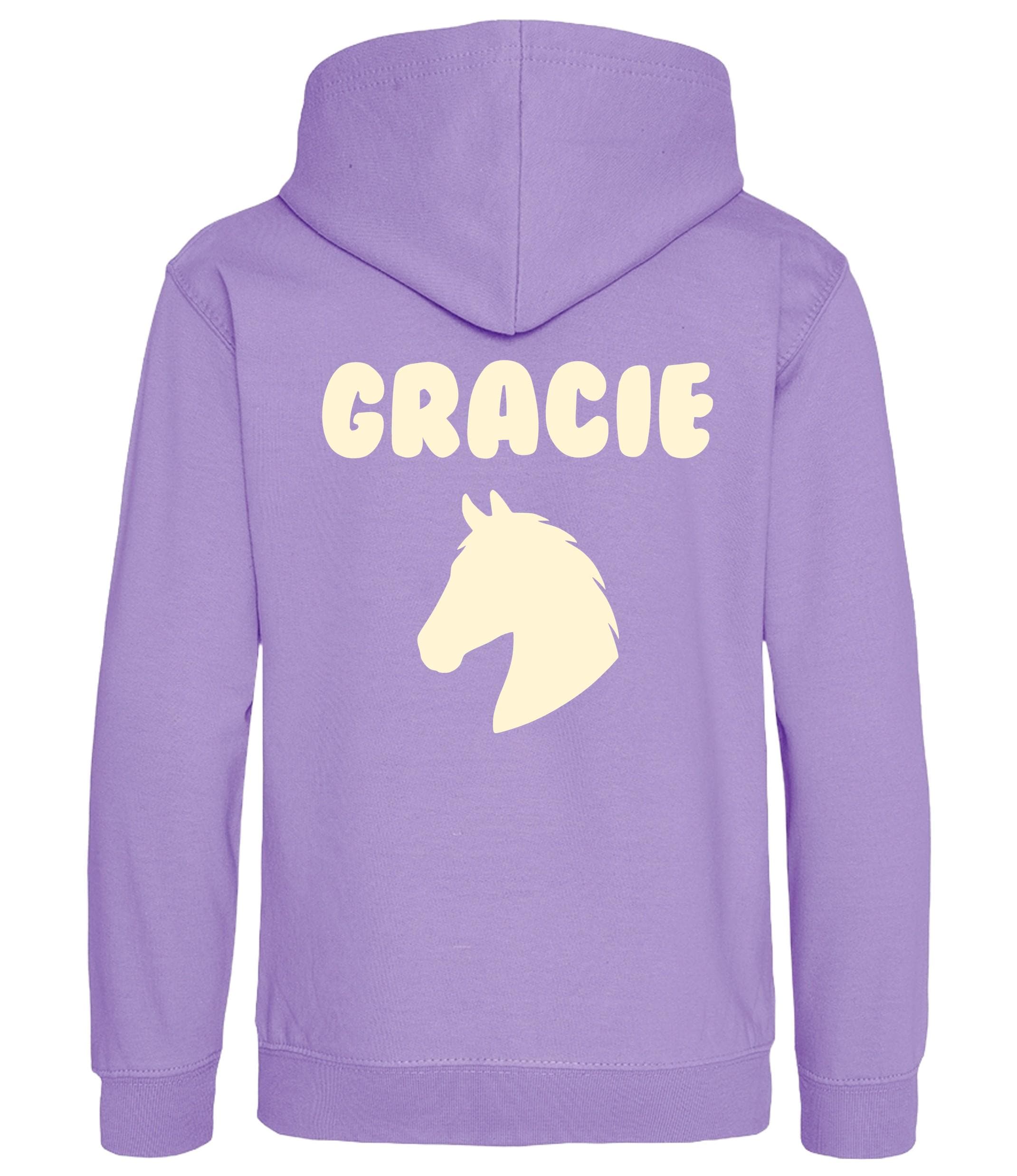 Girls Personalised Name Horse Riding Hoodie Pony Rider Club Sweatshirt Jacket