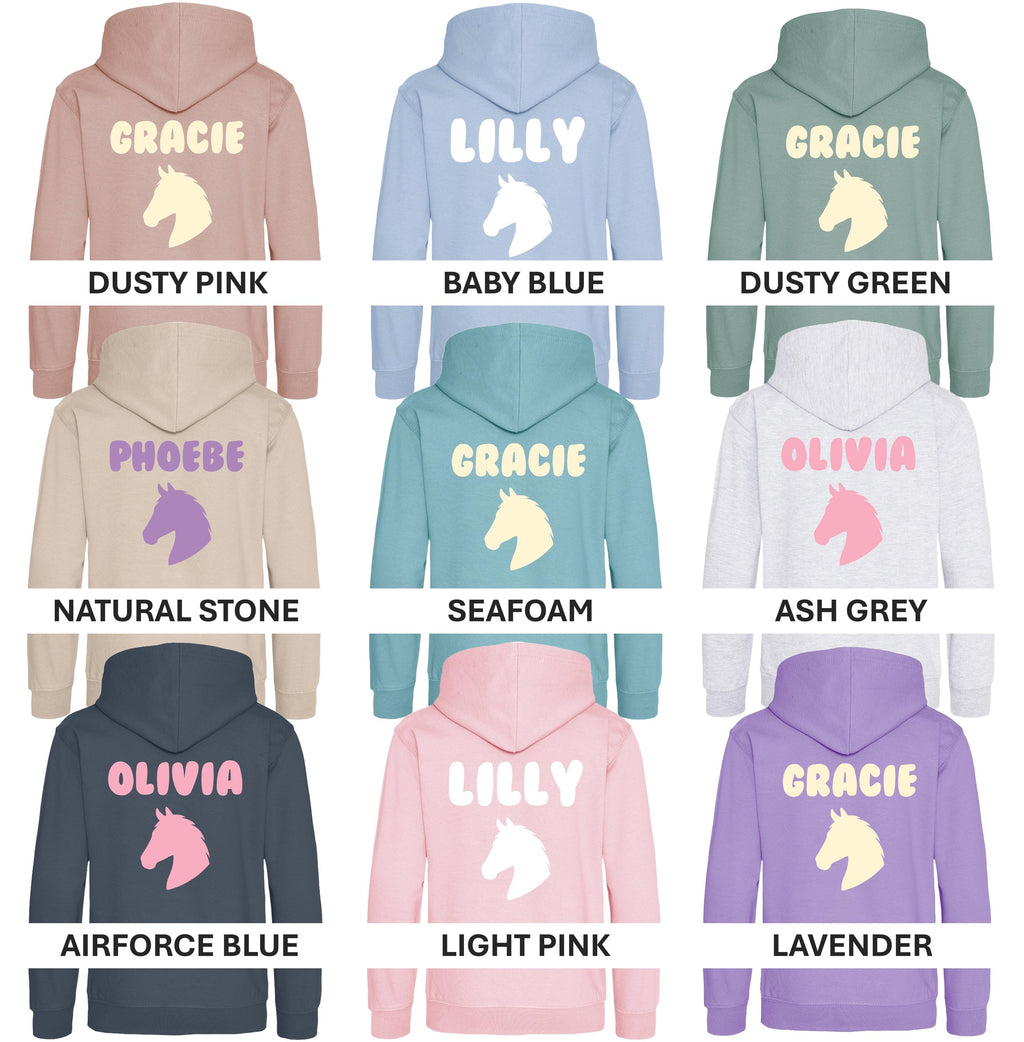 Girls Personalised Name Horse Riding Hoodie Pony Rider Club Sweatshirt Jacket