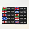 Personalised Embroidered Flag Patch Sew/Iron/VELCRO® Custom Text Badge Black