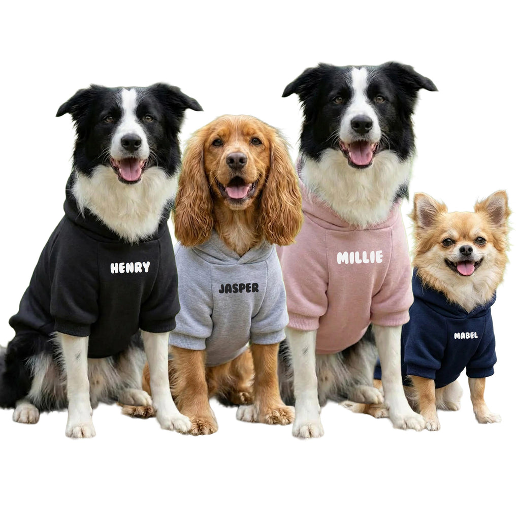 Personalised Dog Parka Jacket - Custom Name Text Thick Winter Coat