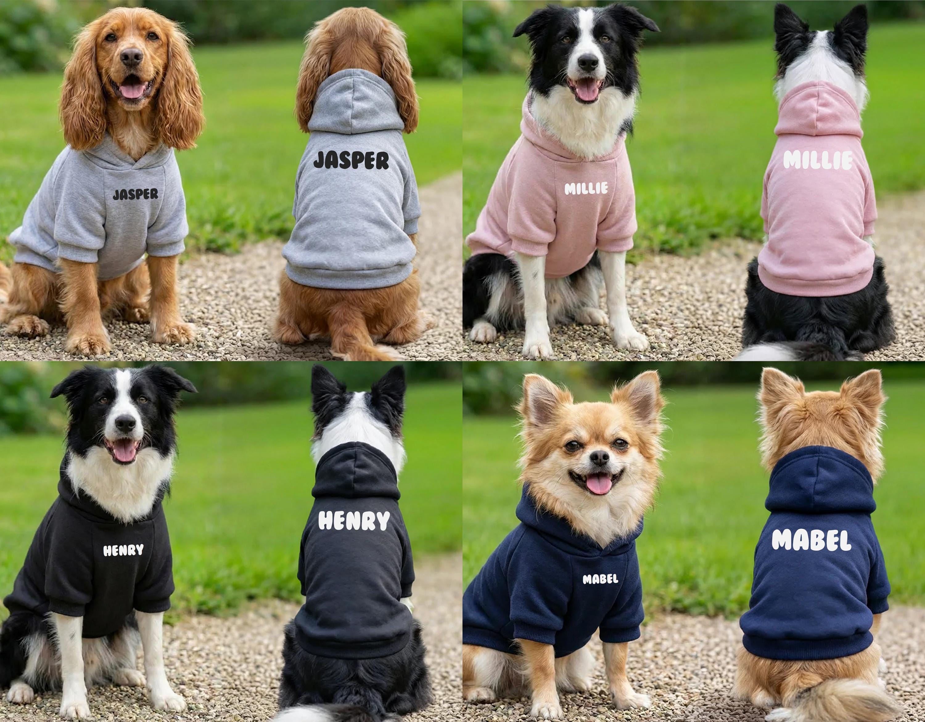 Personalised Dog Parka Jacket - Custom Name Text Thick Winter Coat