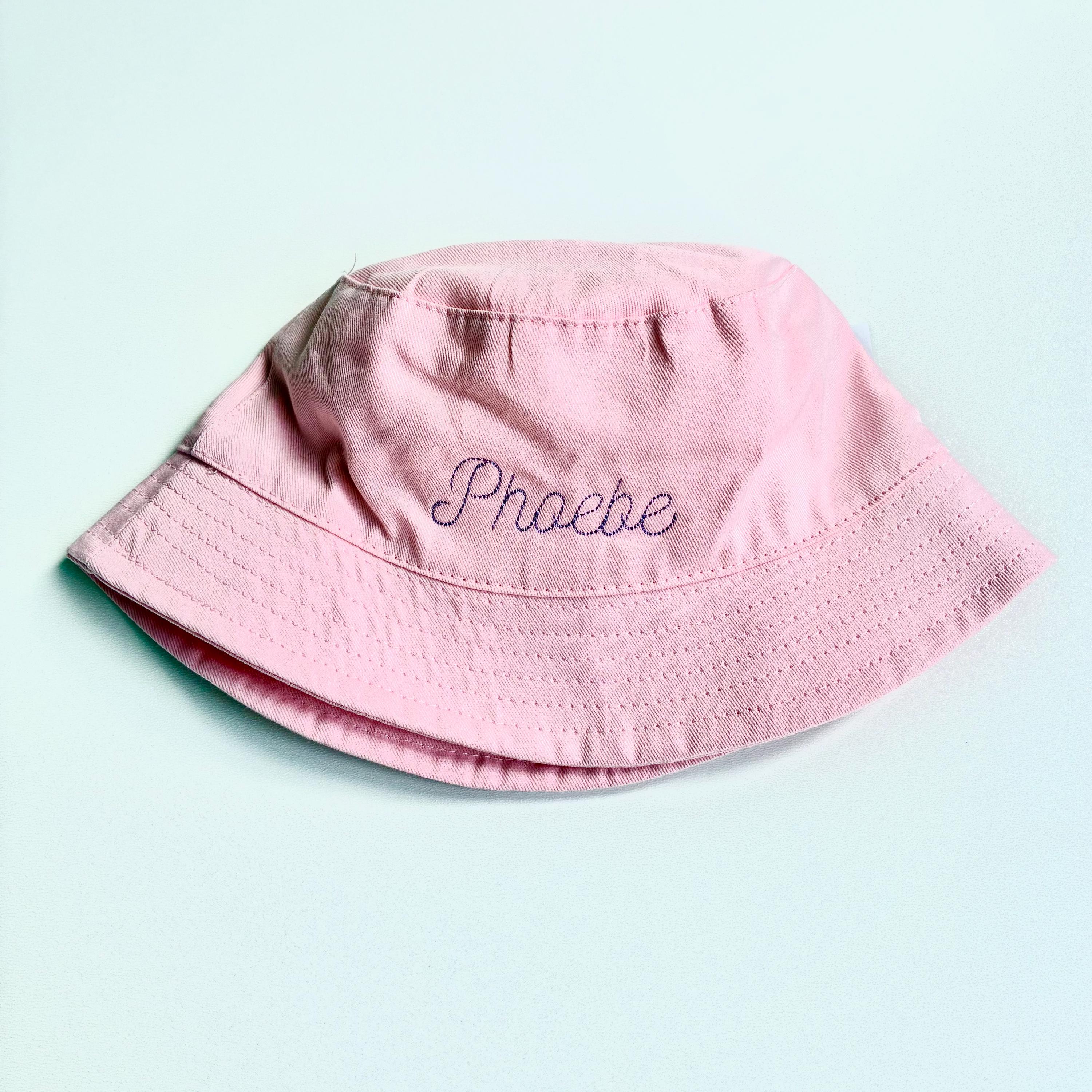 Embroidered Personalised Baby, Toddler, Kids Personalised Name Cotton Bucket Summer Sun Hat