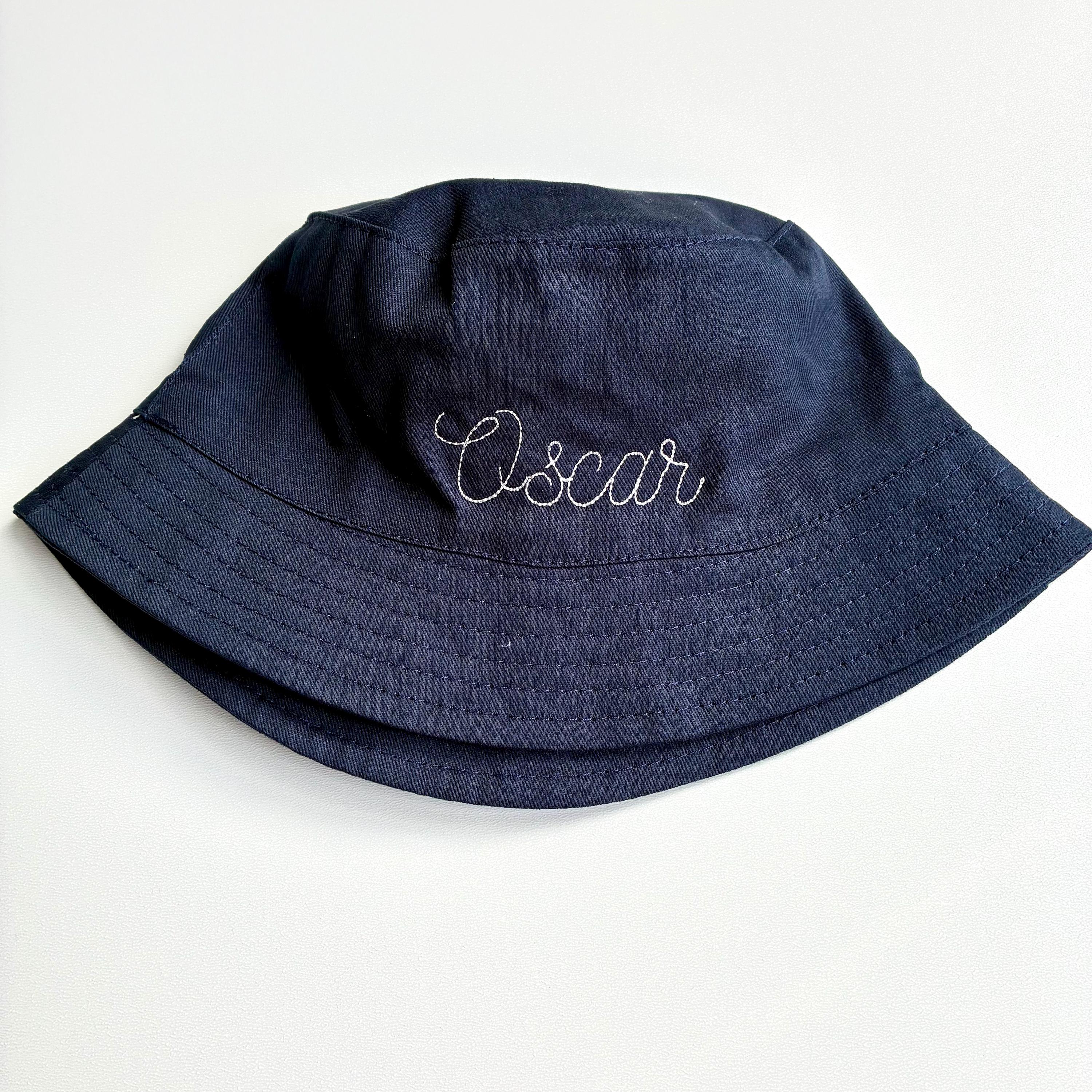 Embroidered Personalised Baby, Toddler, Kids Personalised Name Cotton Bucket Summer Sun Hat