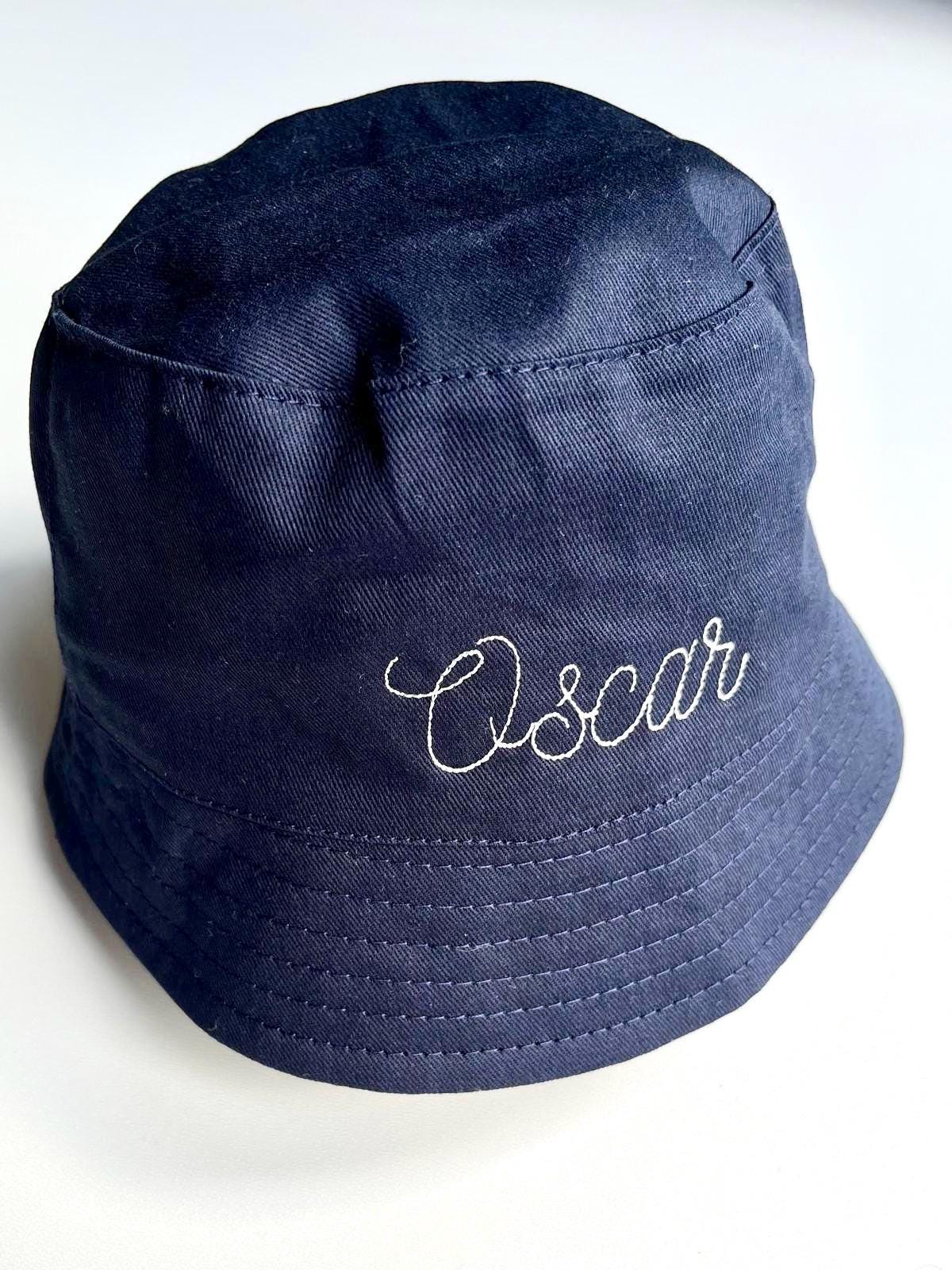 Embroidered Personalised Baby, Toddler, Kids Personalised Name Cotton Bucket Summer Sun Hat