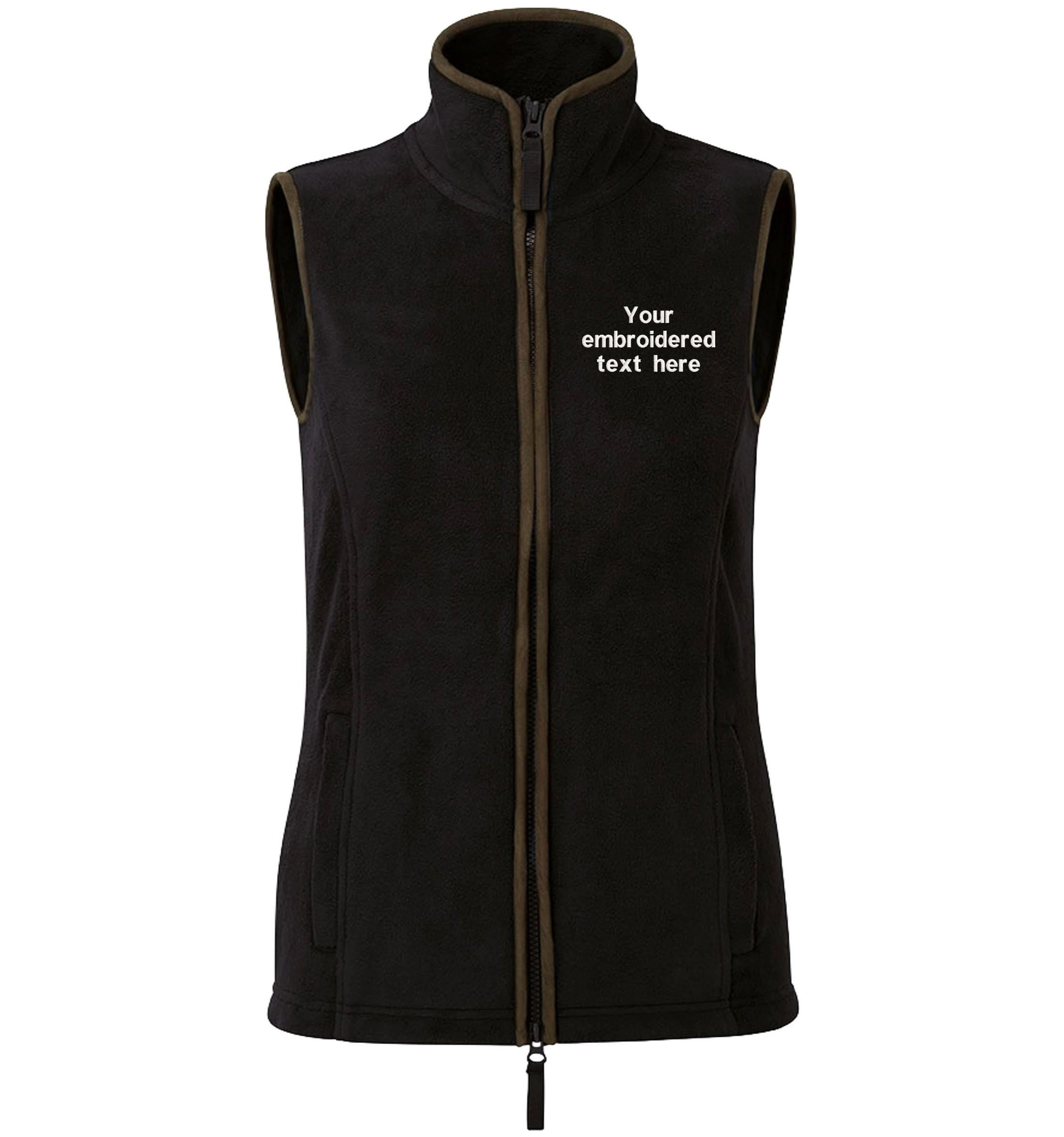 Embroidered Personalised Fleece Gilet Custom Text Ladies Country Farmer Bodywarmer Jacket